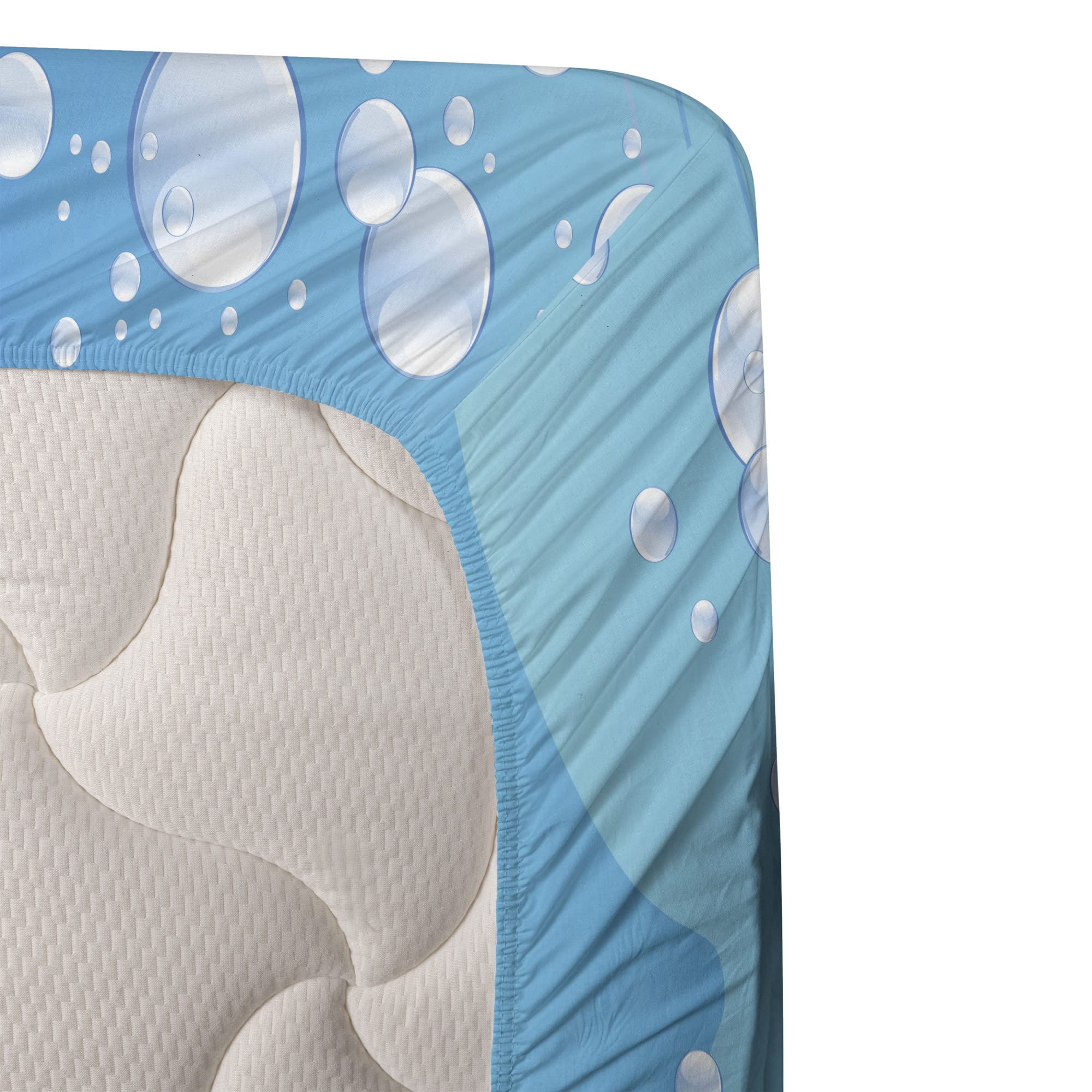Ambesonne Nautical Shark & Ship Compass Bed Sheet Set - 3 Piece Twin XL Blue White Underwater Theme Bedding with Fitted Sheet, Flat Sheet & Pillowcase - Perfect for Kids' Rooms, Beach Houses & Ocean Lover Decor