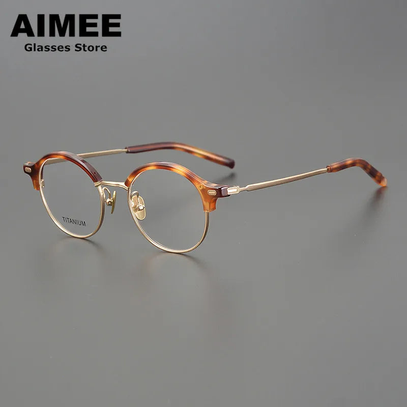 Aimee Unisex Full Rim Round Titanium Acetate Eyeglasses 6120 - Lightweight & Durable Frame for Men & Women - Perfect for Reading, Work & Everyday Use
