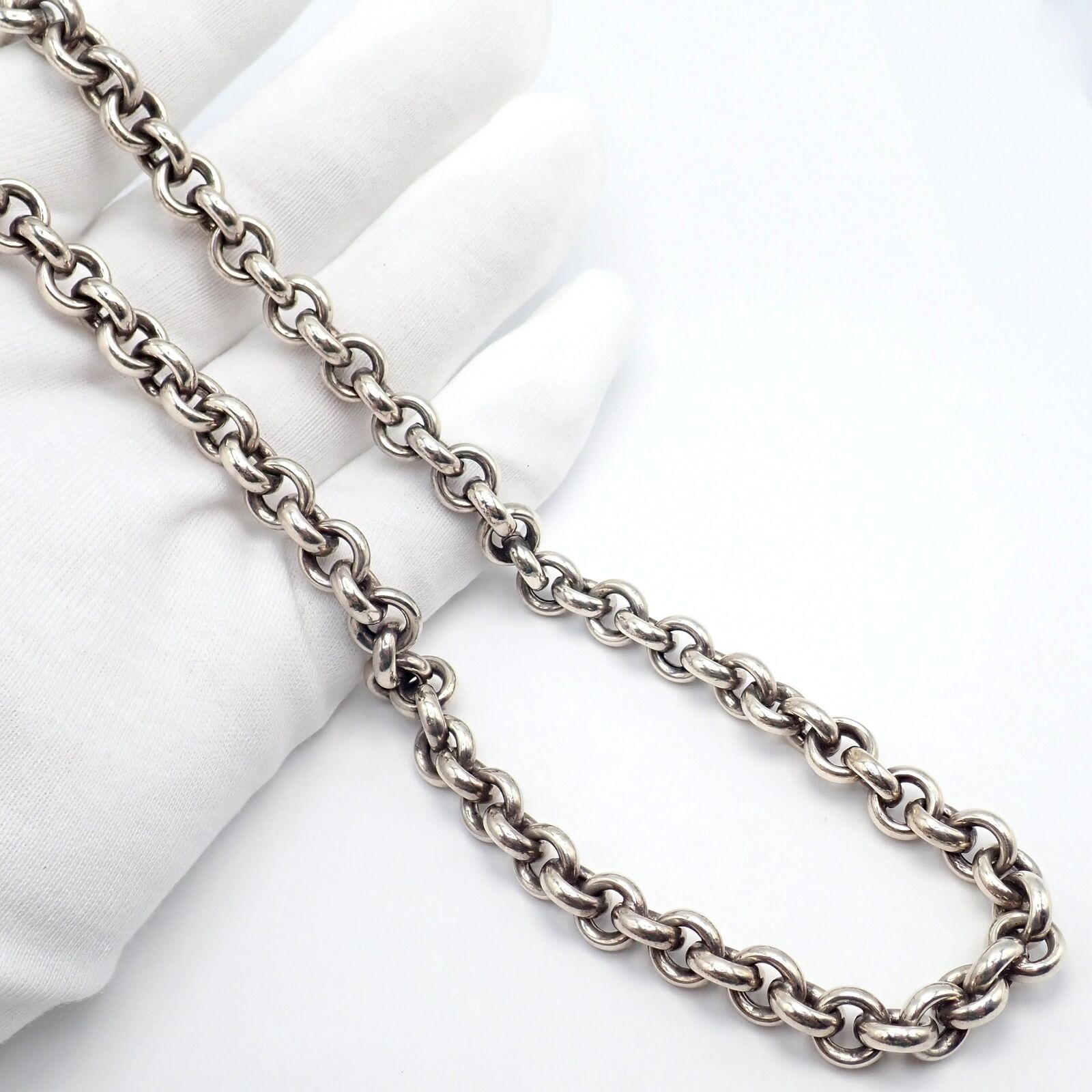 Authentic Tiffany & Co Sterling Silver Circle Link Long 32
