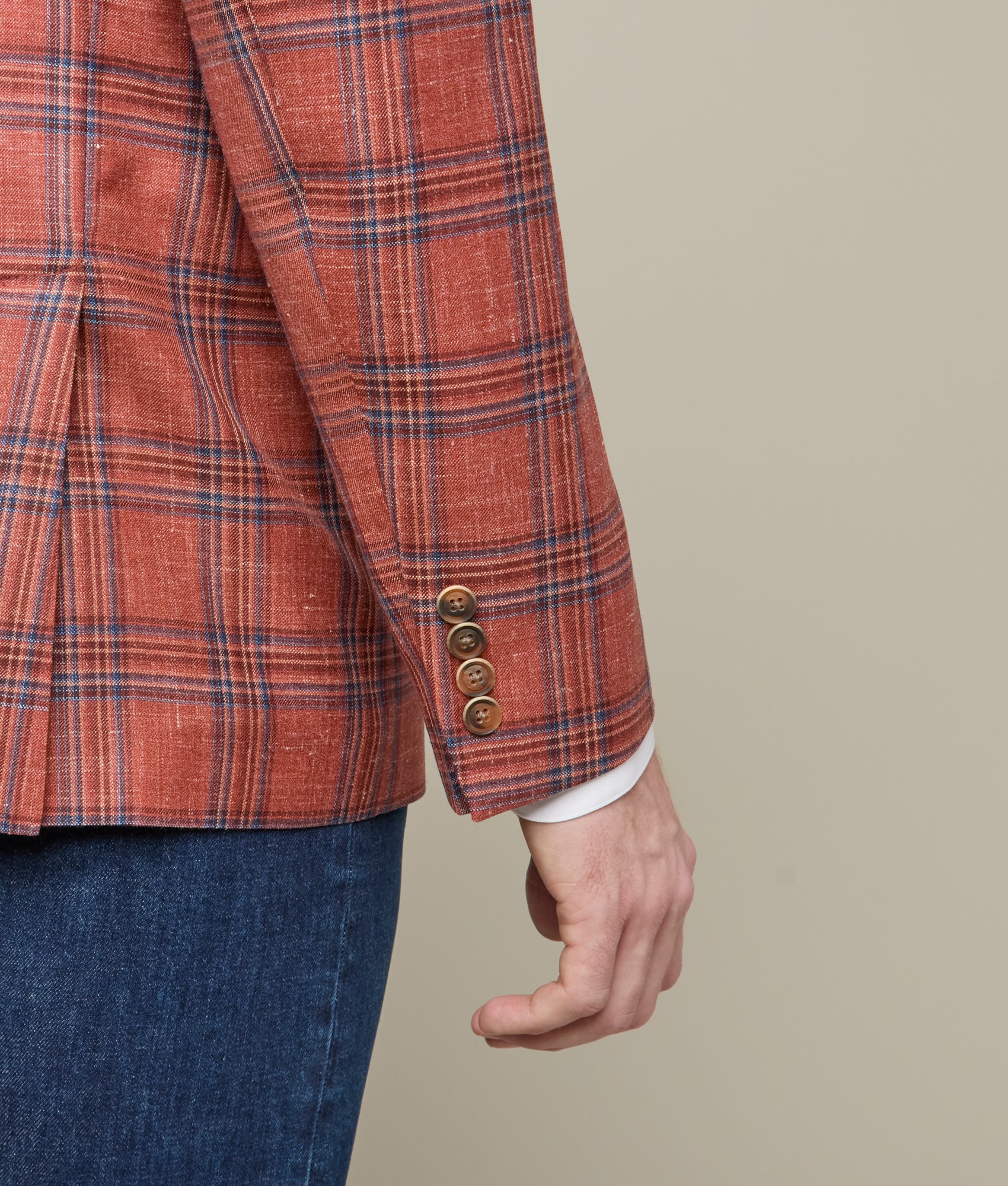 Lucchese Men's Rust & Blue Plaid Sport Coat - Premium Wool Blazer for Business, Office & Formal Occasions