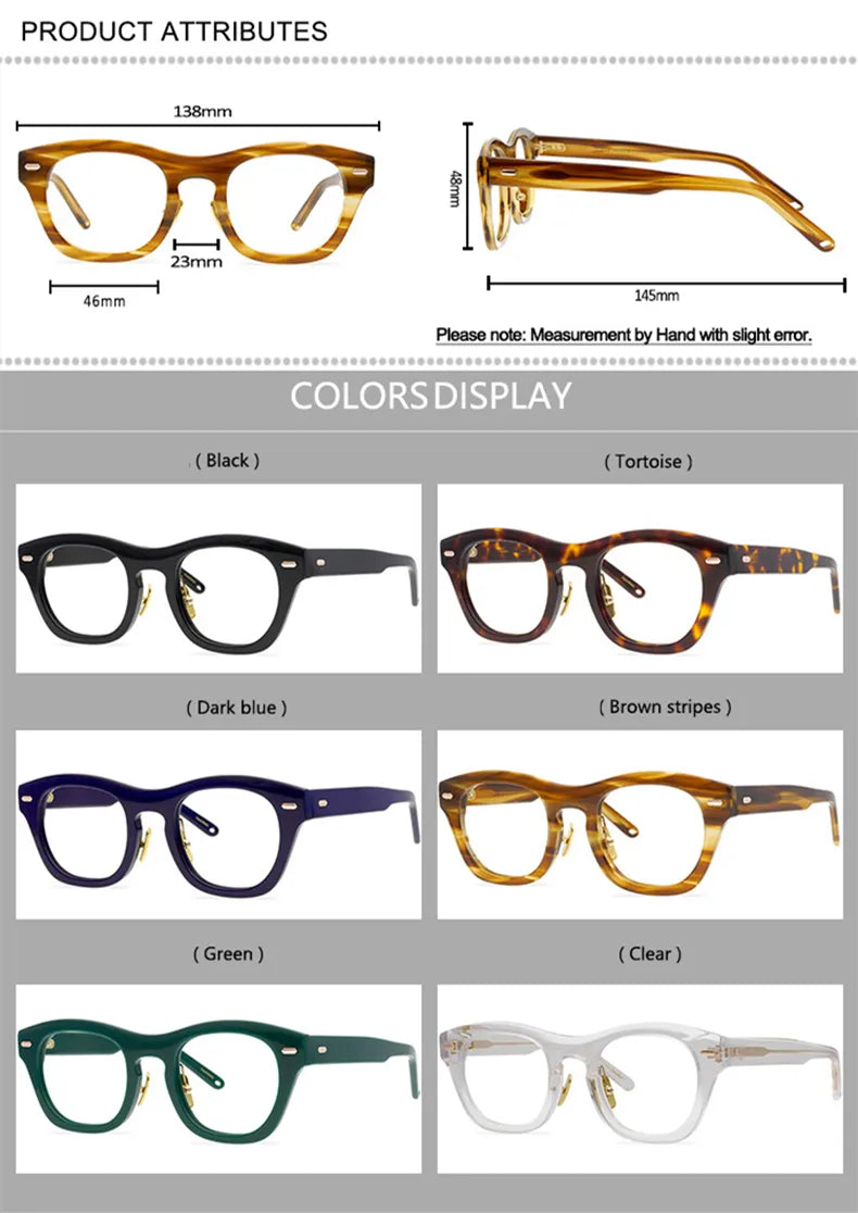 Stylish Unisex Black Acetate Square Eyeglasses Frame 9558 - Perfect for Work, Reading & Fashion Accessories