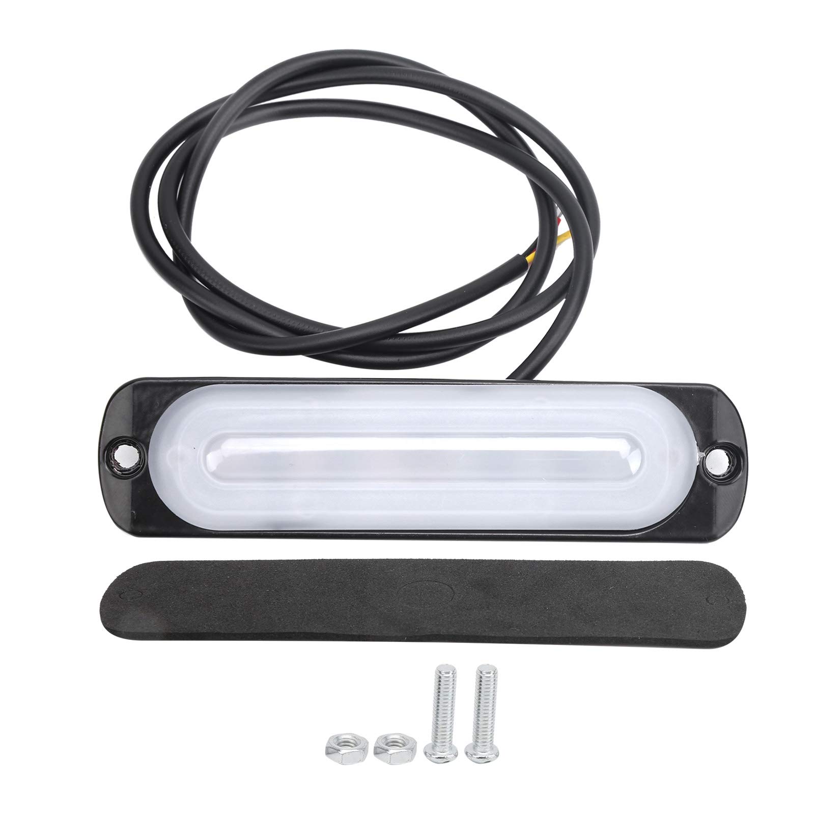 Qiilu 12V 6LED Flashing Warning Light - White & Yellow Side Marker Lamp for Cars & Trucks | Emergency Vehicle Safety Light for Roadside Hazards & Construction Zones
