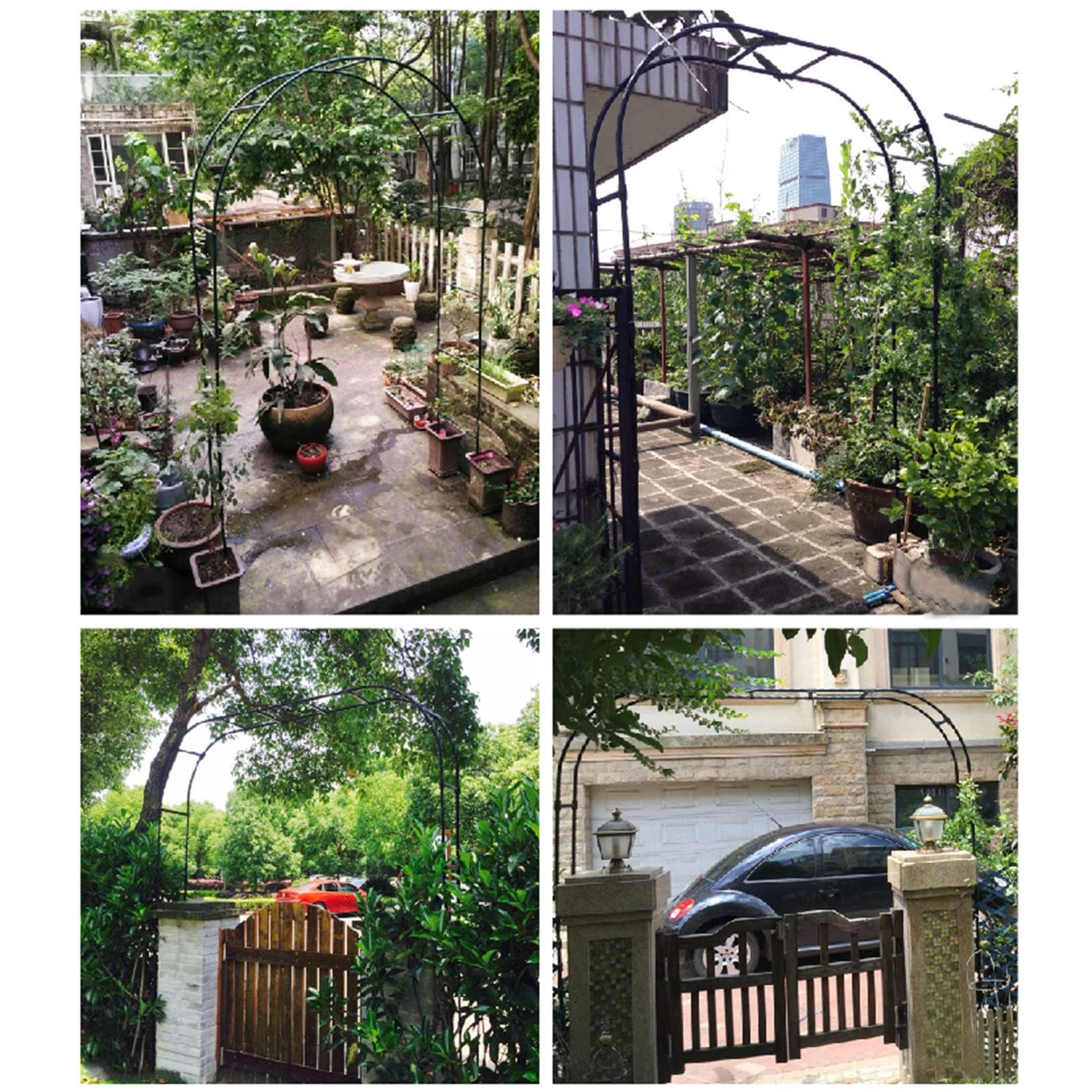 Black Round Top Garden Arch - 9.8x7.9FT Metal Wedding Arbor for Climbing Plants, Vines & Flowers | Outdoor Patio Decor, Bridal Party Backdrop & Garden Trellis | Perfect for Weddings, Vine Support & Backyard Landscaping