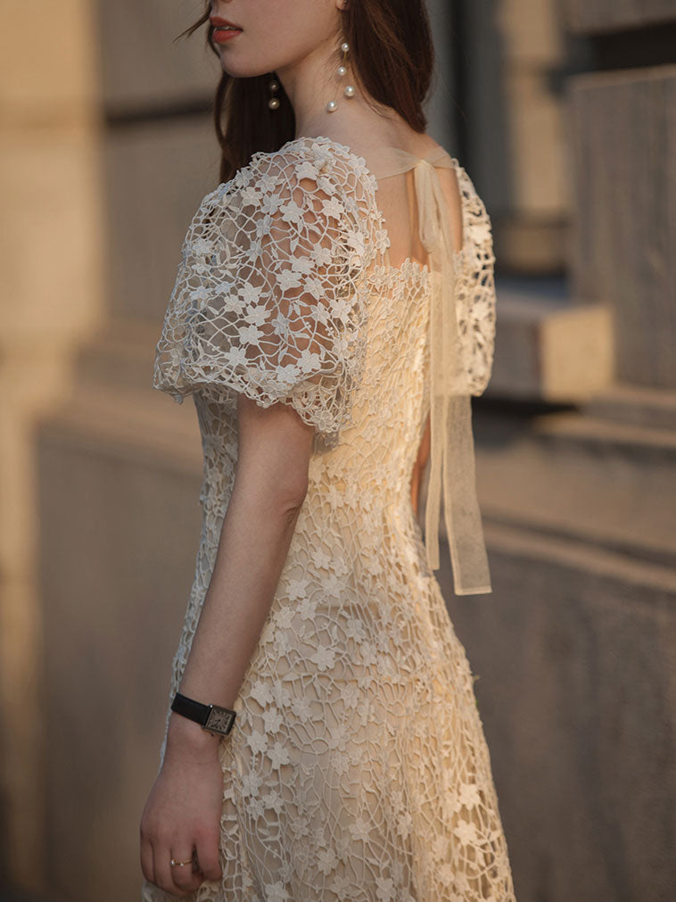 Elegant Beige Tulle Lace Short Prom Dress | Homecoming Party Gown | Perfect for Prom Night, Homecoming Dance & Special Occasions