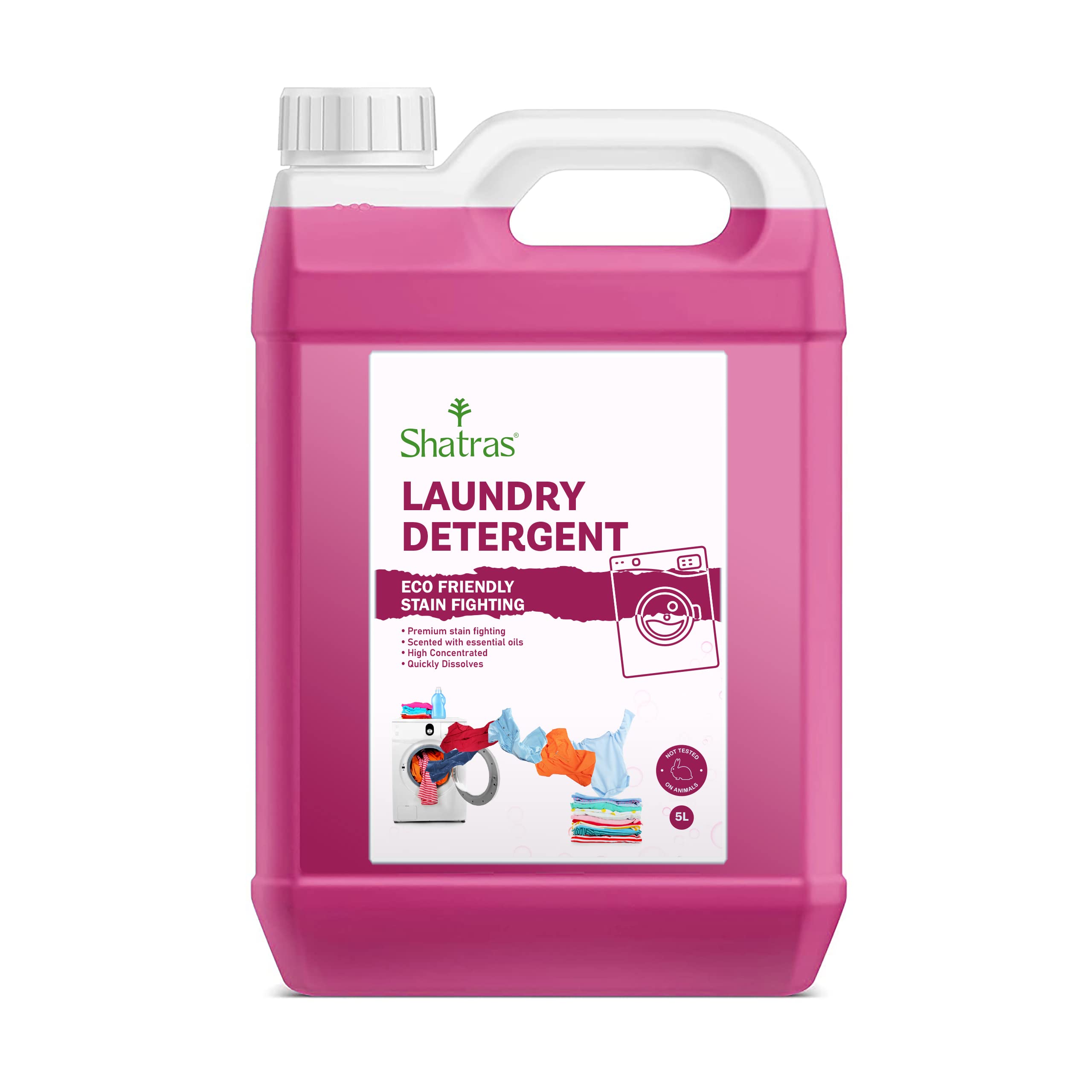 Shatras Liquid Laundry Detergent 5L - Concentrated Fabric Softener for Top Load & Front Load Washing Machines | Gentle on Clothes | Ideal for Family Use, Hand Wash & Delicate Garments | Fresh Scent | 5 Liters (Pack of 1) | Perfect for Large Loads, Stain Removal & Everyday Laundry Needs