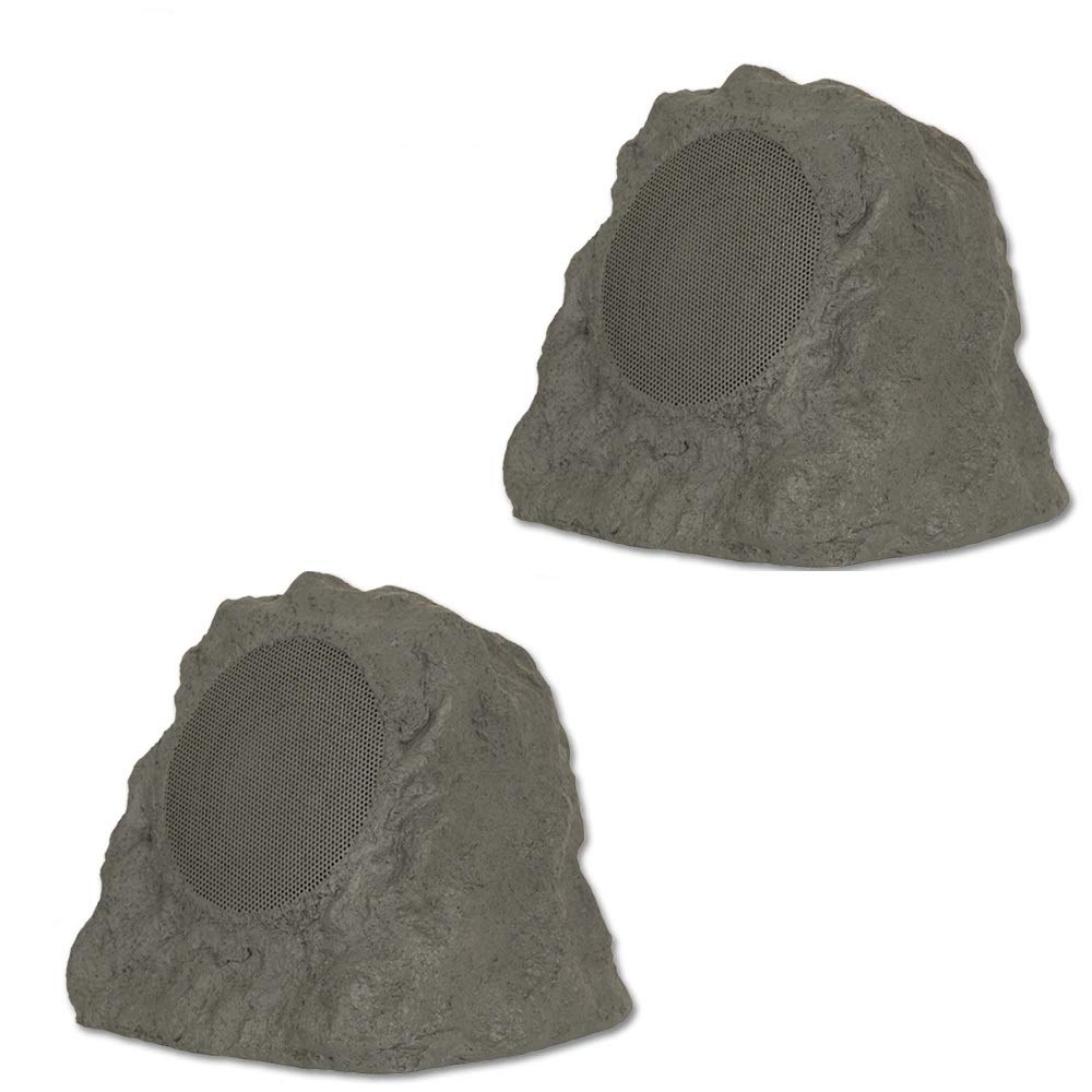 Theater Solutions B43GR 120W Rechargeable Bluetooth Rock Speakers - Wireless Pair, Slate Gray | Link Up to 99 Speakers | Perfect for Outdoor Parties, Backyard Gatherings & Poolside Entertainment