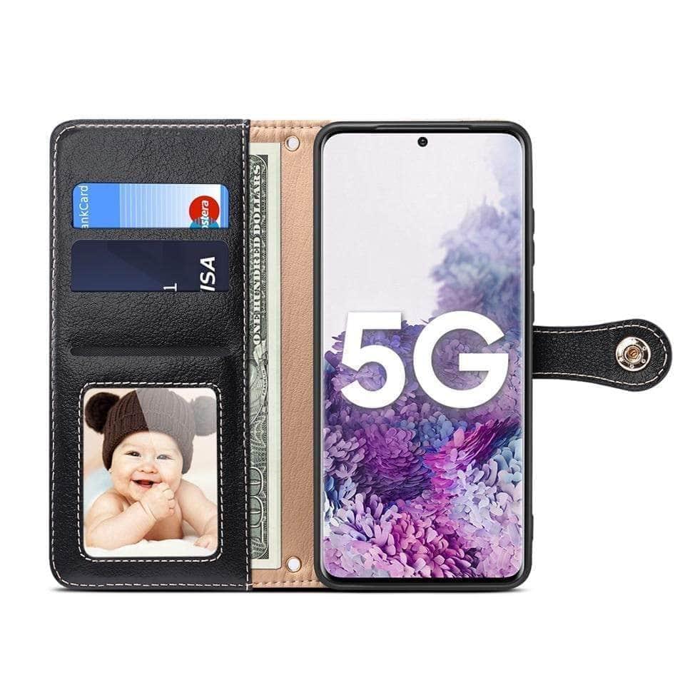 Premium Genuine Leather Flip Phone Case for Samsung Galaxy S Series with Card Slot - Perfect for Business & Travel