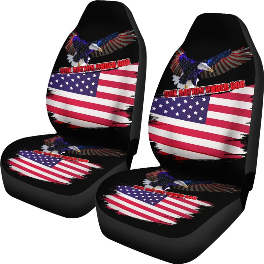Custom American Flag Car Seat Covers - Patriotic 'One Nation Under God' Auto Accessories for Trucks & SUVs | Perfect for 4th of July, Veterans Day & Road Trips