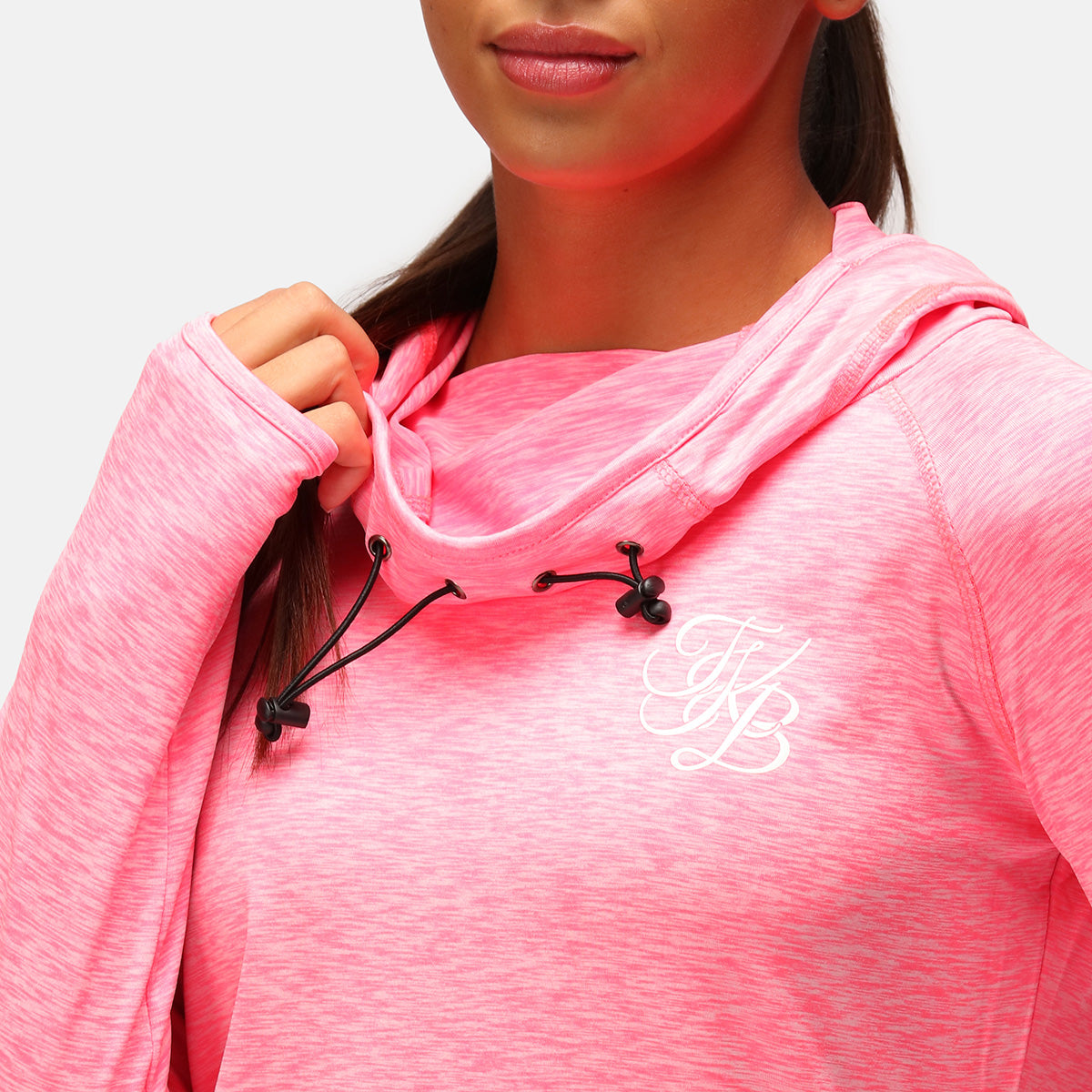 Electric Pink Cowl Neck Hoodie for Women - Soft Fleece Pullover Sweatshirt - Cozy Winter Fashion for Casual Wear & Lounge