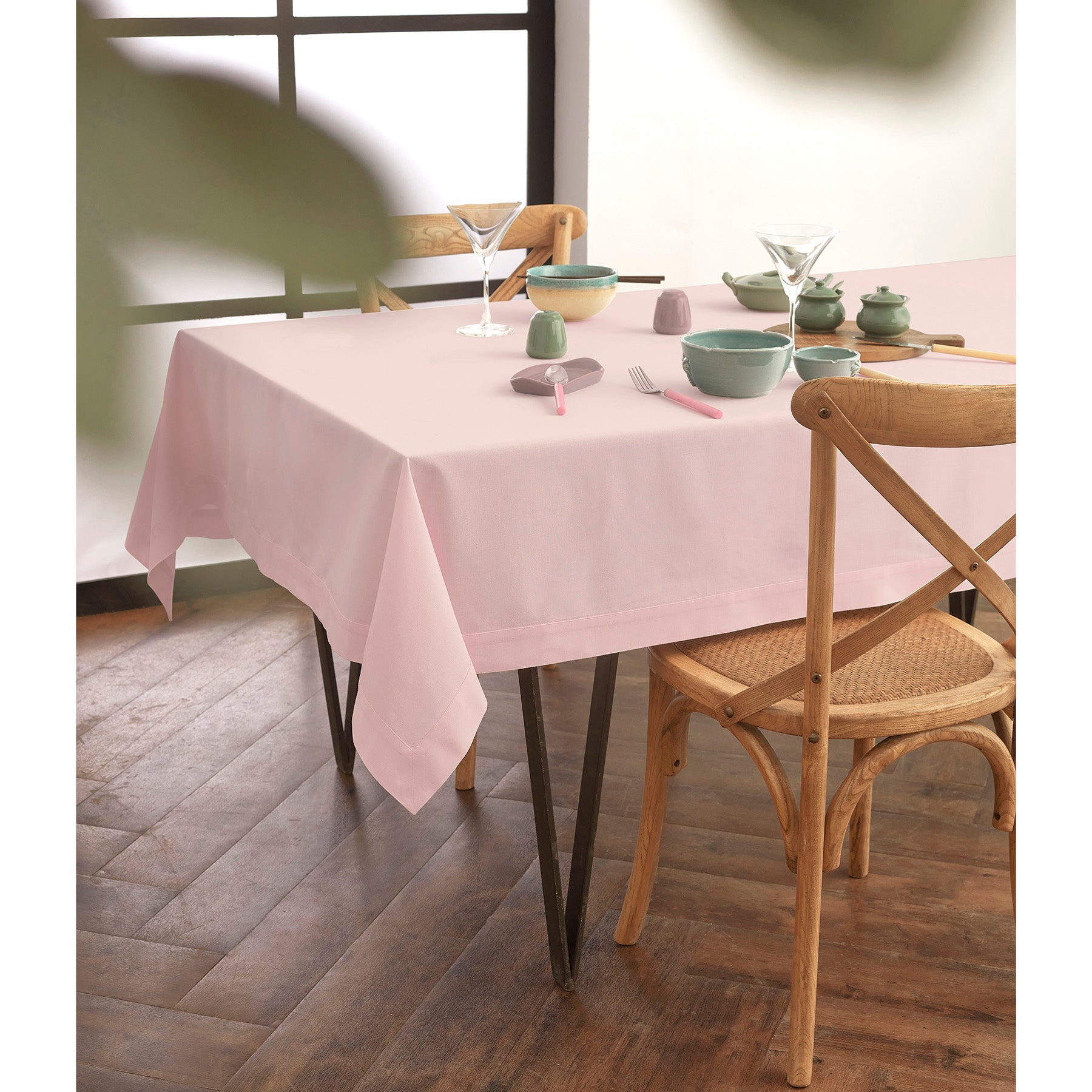 Premium Dru Cotton Linen Tablecloth - 60x90 Inch Natural Woven Table Cover for Dining, Kitchen & Outdoor Picnics - Washable & Wrinkle-Resistant