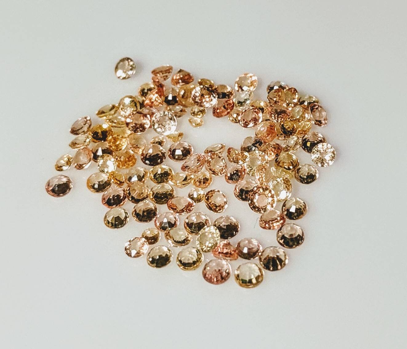 10ct Natural Golden Yellow Sapphire Loose Stones - 1.5-2.5mm Round VS Quality, September Birthstone for Jewelry Making, Wholesale Bulk Lot (Perfect for Engagement Rings, Earrings & Pendants)