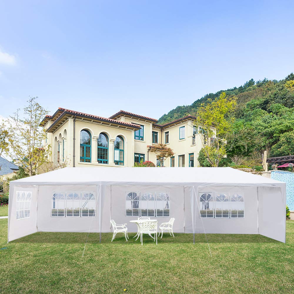 10x30 Feet 8-Panel Canopy Tent with Windows & Double Doors - UV Coated Waterproof Outdoor Shelter for Parties, Camping, and Backyard Events