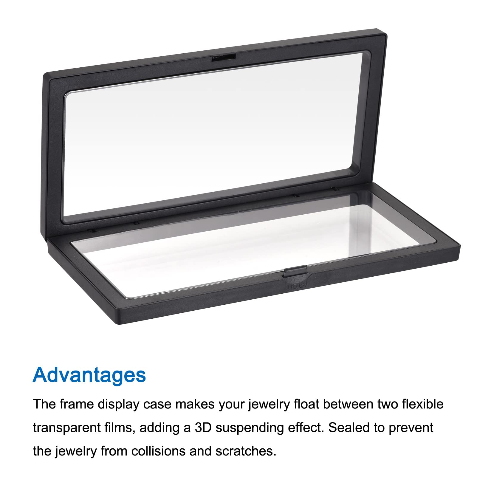 Premium 3D Floating Jewelry Display Stand - 9.06 x 3.54 x 0.79 Inch Black Frame Holder for Rings, Necklaces, Bracelets & Earrings (Pack of 2) - Perfect for Boutique Showcase, Wedding Ring Presentation & Retail Store Displays