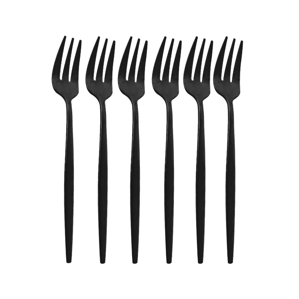 Premium Stainless Steel Titanium Plated Cake Serving Set - 6-Piece Cake Server & Forks for Birthday, Wedding, Party Desserts (4.94