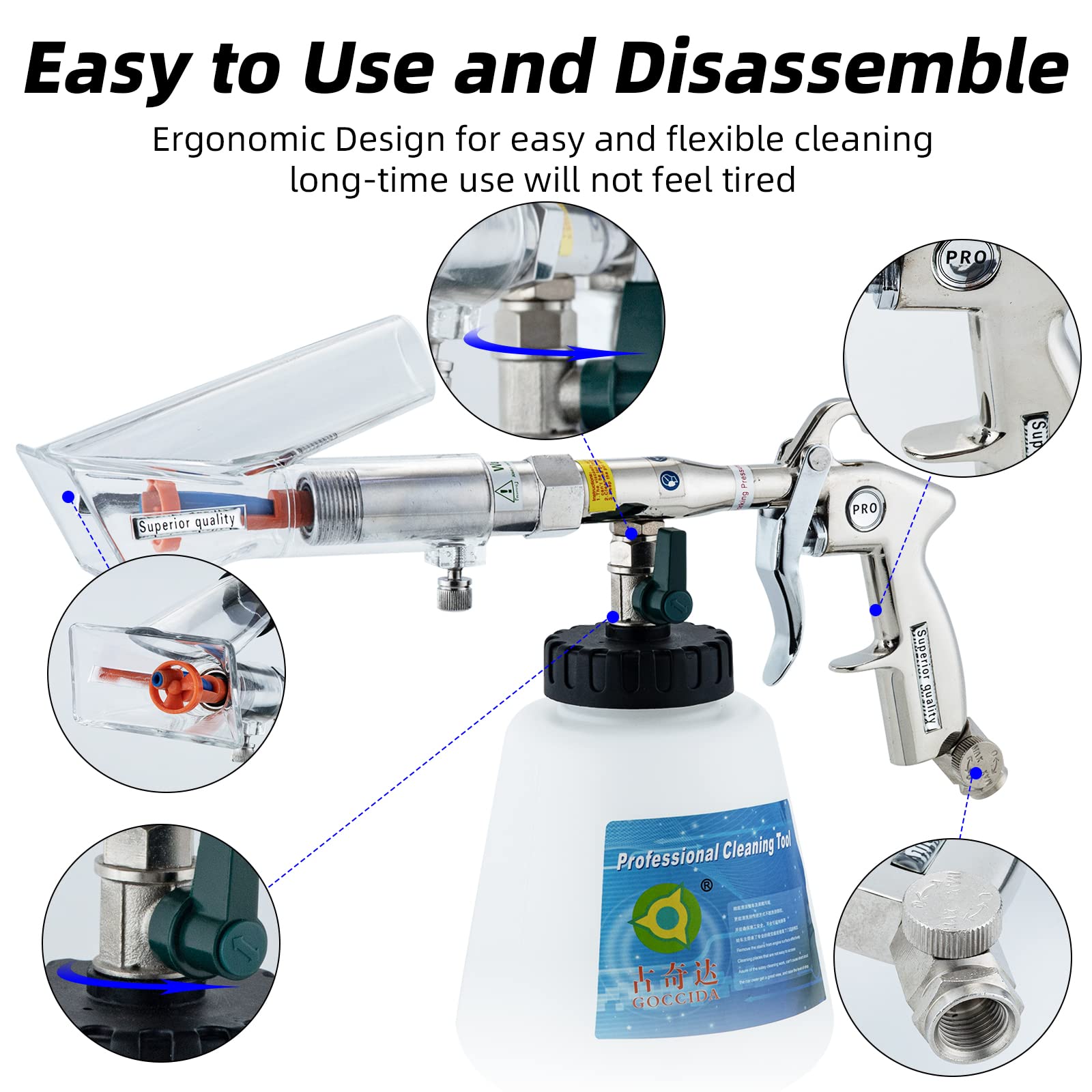 Multi-Purpose Car Cleaning Gun Kit with Detachable Sprinkler Head - Works with Air Compressor for Car Interior, Plush Toys & Blanket Cleaning | Perfect for Auto Detailing, Home & Pet Care