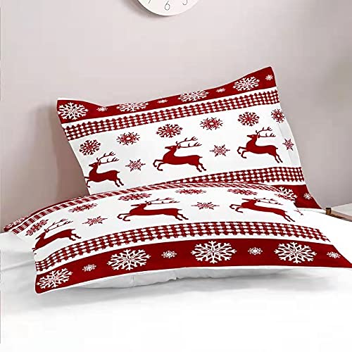 King Size Christmas Duvet Cover Set - Holiday Reindeer Snowflake Printed Bedding with Zipper Closure - 102x90 Inch Festive Bedding for Xmas Decor & Gift - Perfect for Winter Bedroom Decorations and Seasonal Home Styling