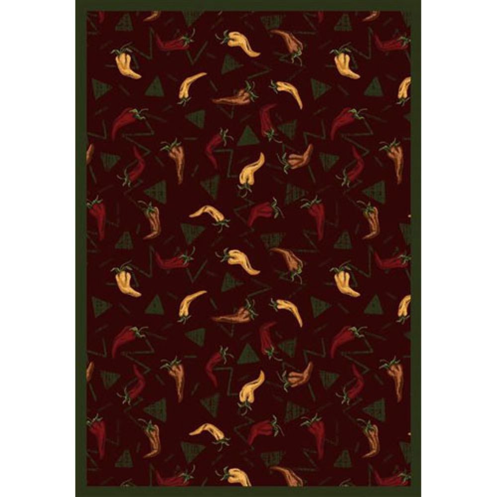Joy Carpets Kaleidoscope Jalapeno Fiesta Whimsical Area Rugs - Emerald Green Non-Slip Rug for Living Room, Bedroom, Kids Playroom & Dorm Decor