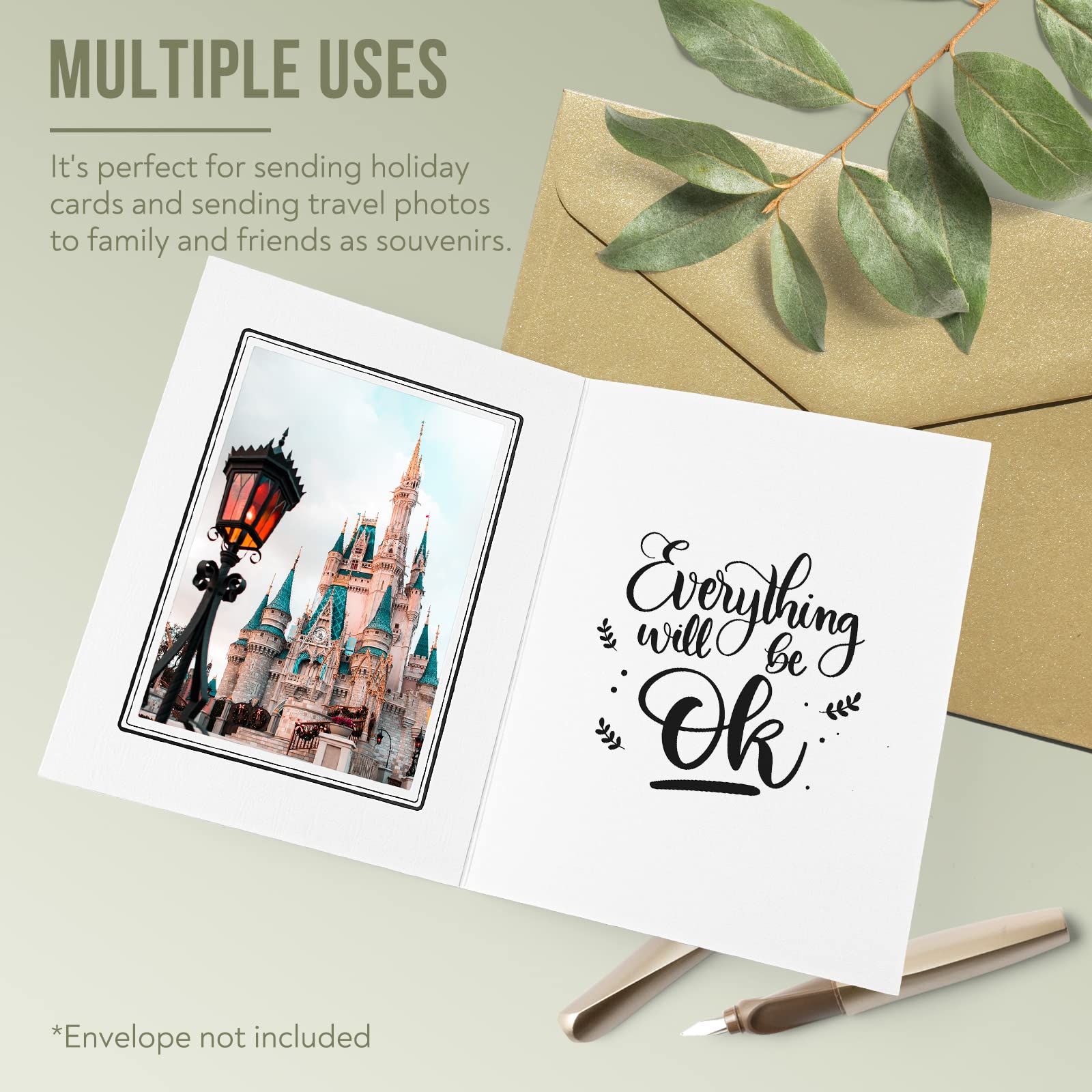 50 Pack 5x7 Photo Folders - White Cardboard Picture Frame with Black Lining | Greeting Cards & Invitations for Graduation, Wedding, Christmas | Perfect for Scrapbooking, Memory Keepsakes & Special Events