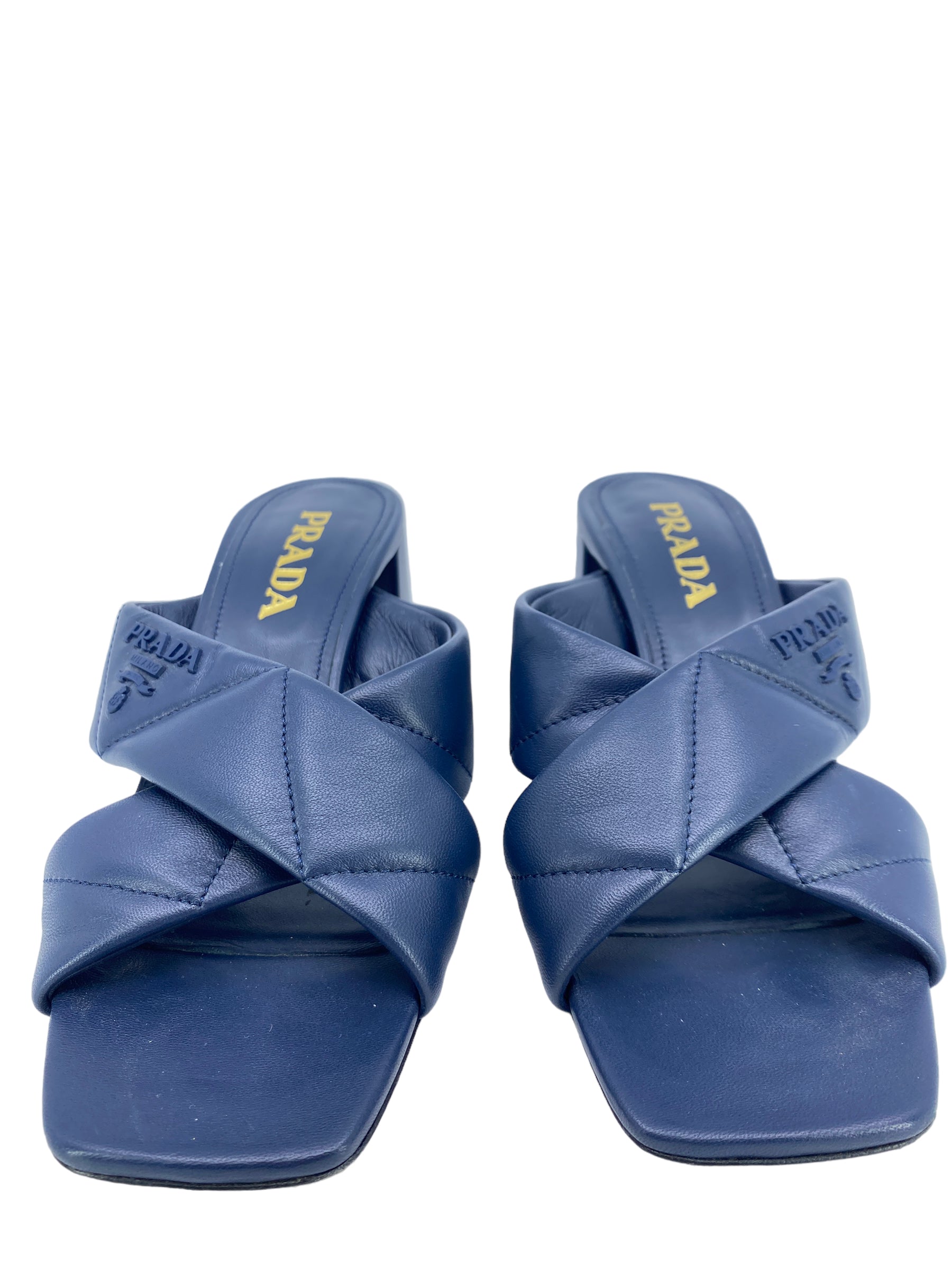 Prada Baltico Quilted Leather Strap Mule Shoes Size 7.5 for Women | Luxury Designer Slip-On Mules for Casual Wear & Office Outfits