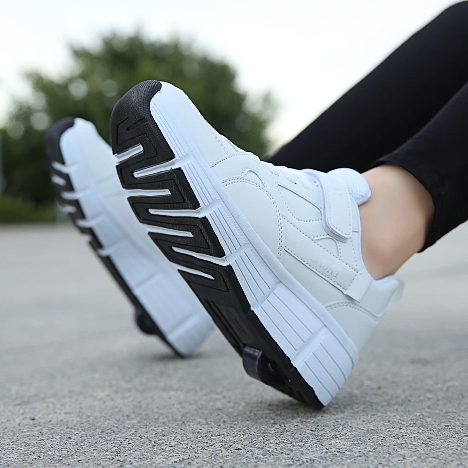 Drxunfei Roller Skate Shoes for Girls & Boys - Multi-Purpose Single Wheel Skateboarding Shoes for Sports & Fitness - White (EUR 40) - Perfect for Indoor Skating, Outdoor Rinks & Fitness Training