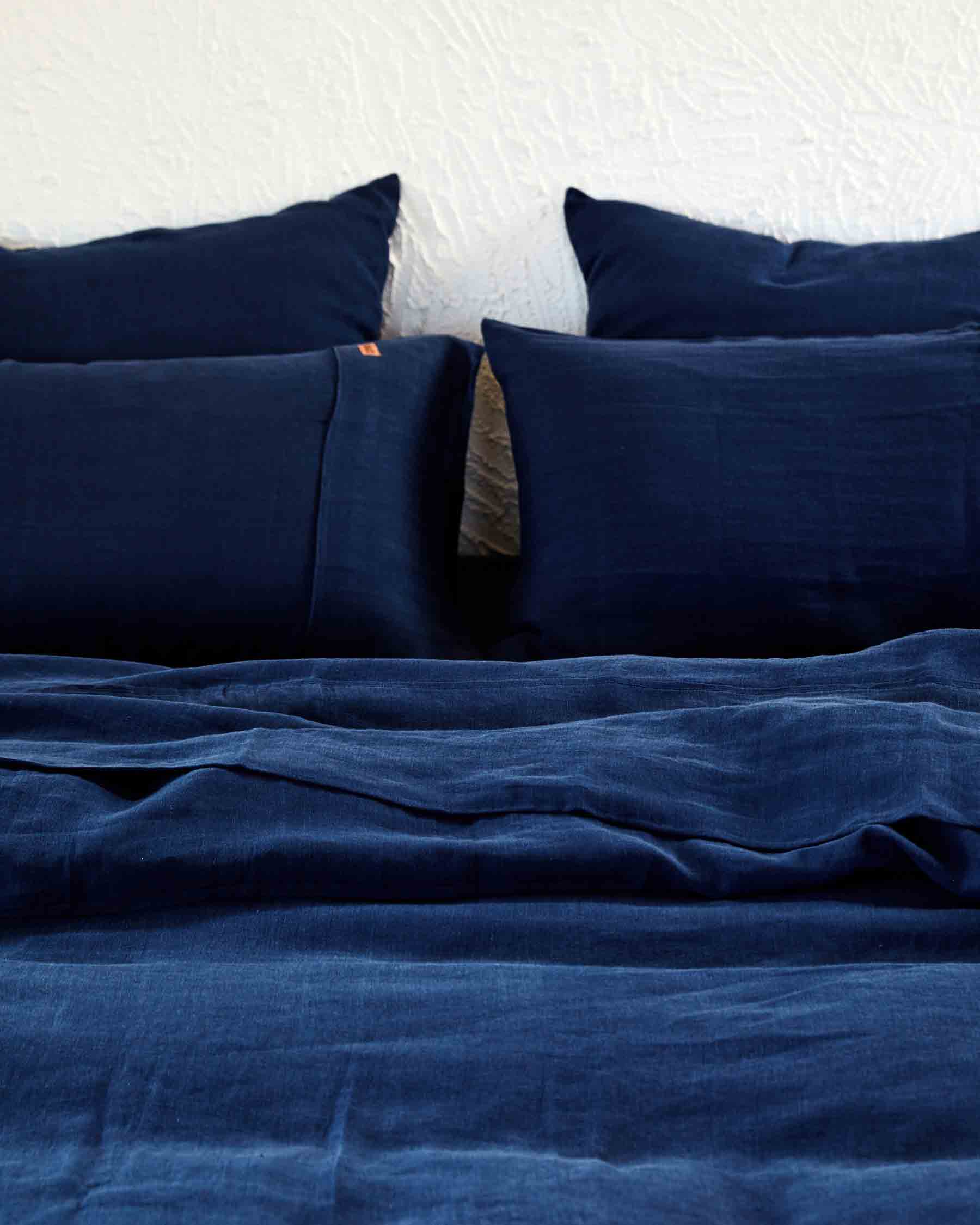 Premium Indigo Linen Pillowcases Set of 2 - 100% Natural Soft Breathable Bedding - Perfect for Home, Hotel & Spa Use