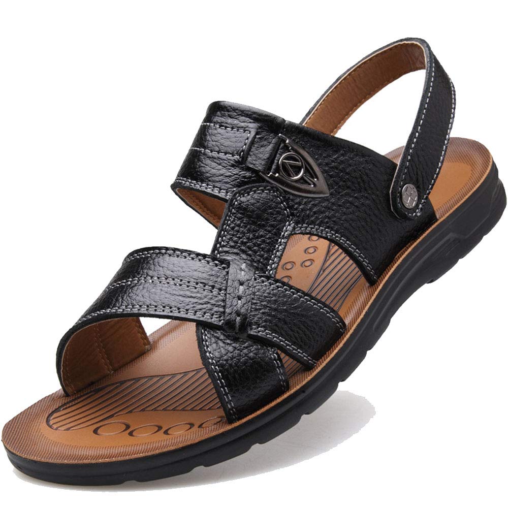 Men's Open Toe Leather Casual Sandals - Breathable Slingback Slippers for Beach, Pool & Water Activities - Comfortable Summer Footwear in Small & Large Sizes