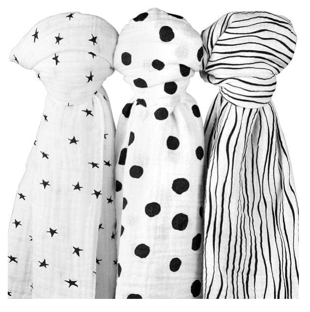 Ely's&Co. Soft Organic Cotton Muslin Swaddle Blankets (3-Pack) - Perfect for Baby Swaddling, Nursing Cover & Stroller Blanket