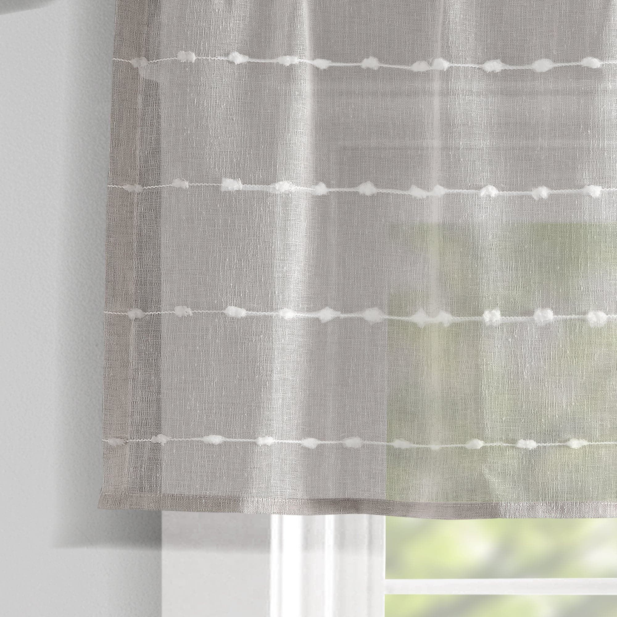Farmhouse Style Textured Sheer Window Valance - Rustic Curtain Top for Living Room, Bedroom & Kitchen Decor