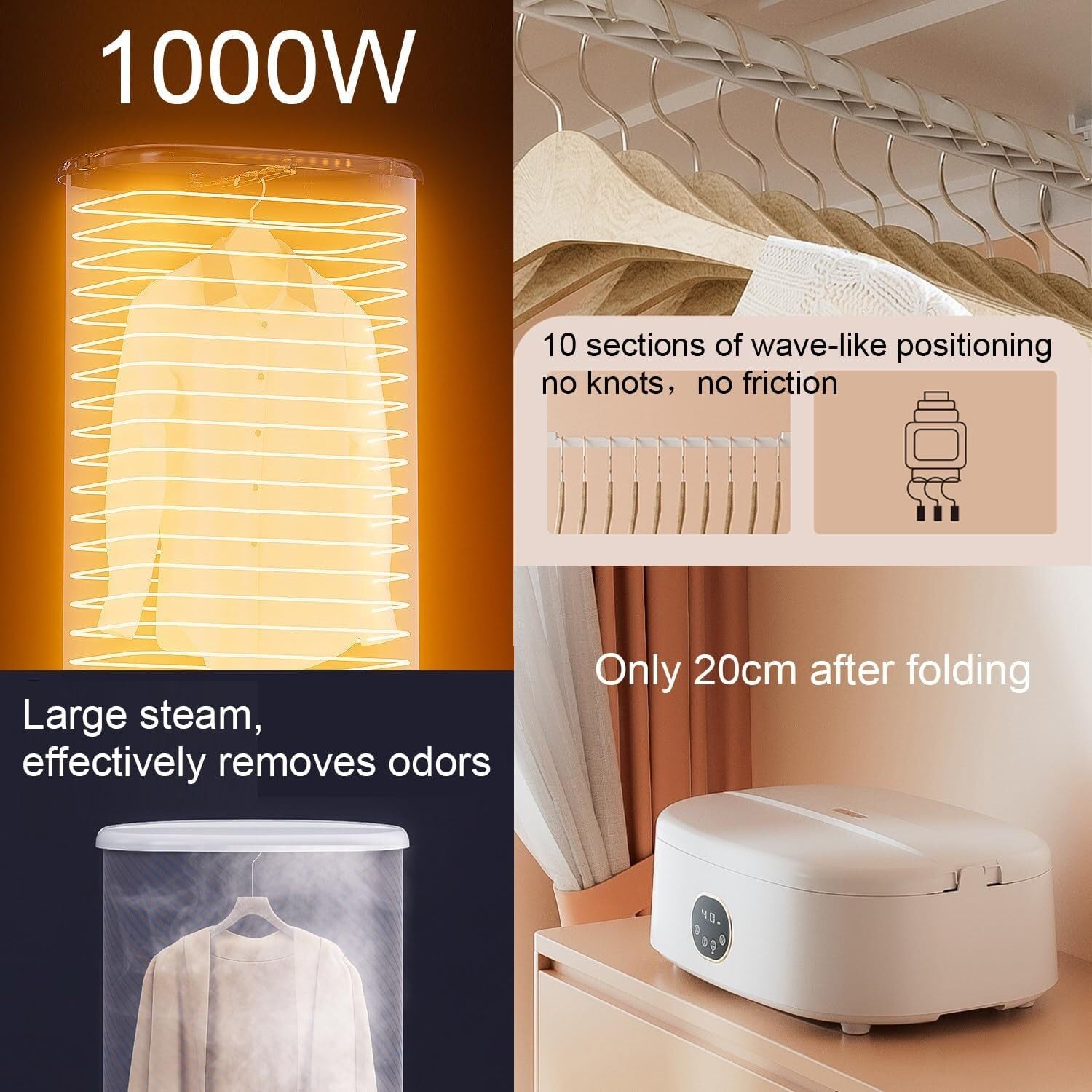 Portable Electric Clothes Dryer with Auto Ironing - Compact Steam Drying Smart Machine for Travel, RV & Home Use - Perfect for Lightweight Clothing & Quick Drying on the Go