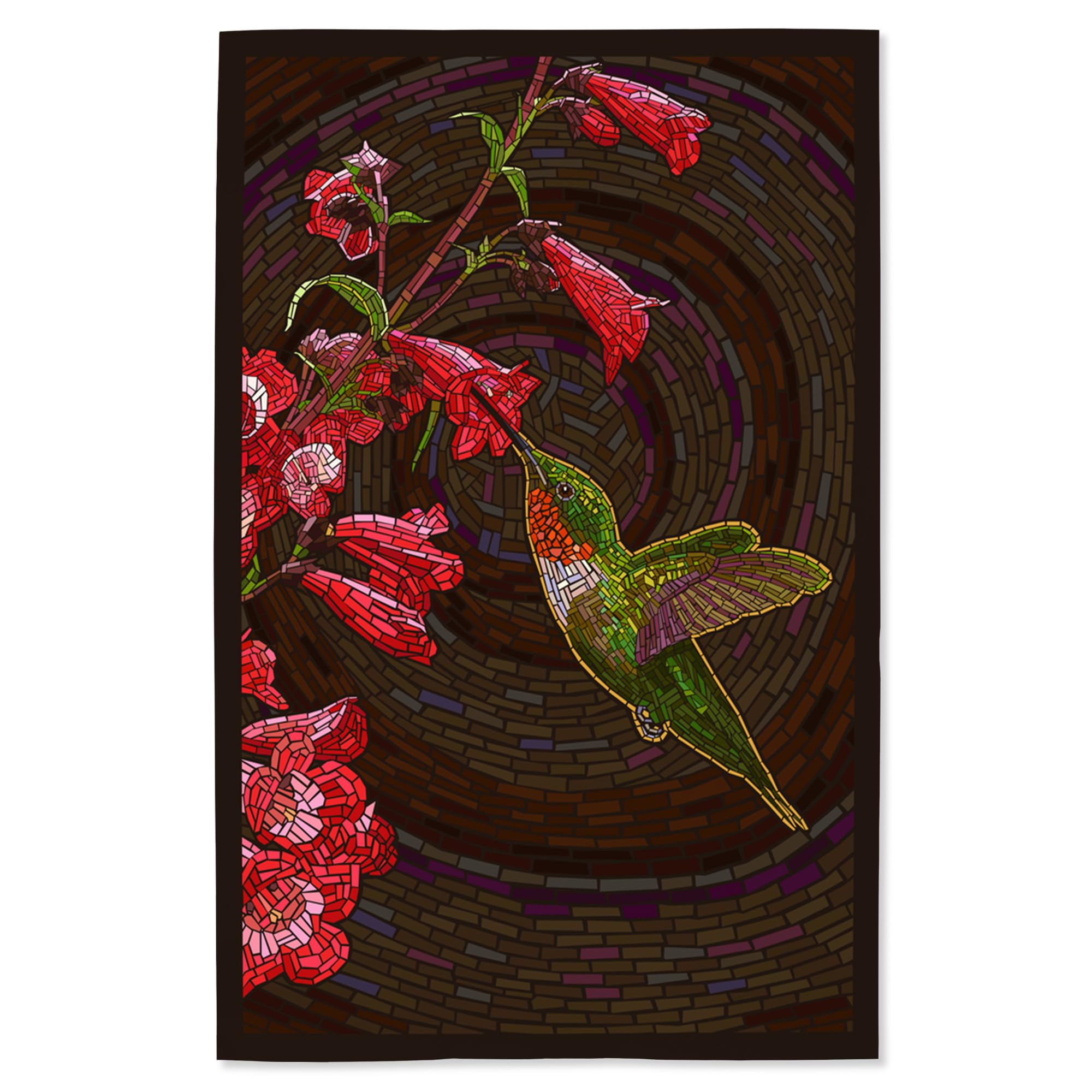 Lantern Press 16x24 Inch Giclee Print - Hummingbird Paper Mosaic Wall Art | Vibrant Home Decor for Living Room, Bedroom & Office