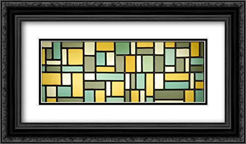Theo van Doesburg Stained Glass Composition VIII Art Print - 24x14 Inch Black Ornate Frame with Double Matting | Museum Quality Wall Decor for Living Room, Bedroom & Office