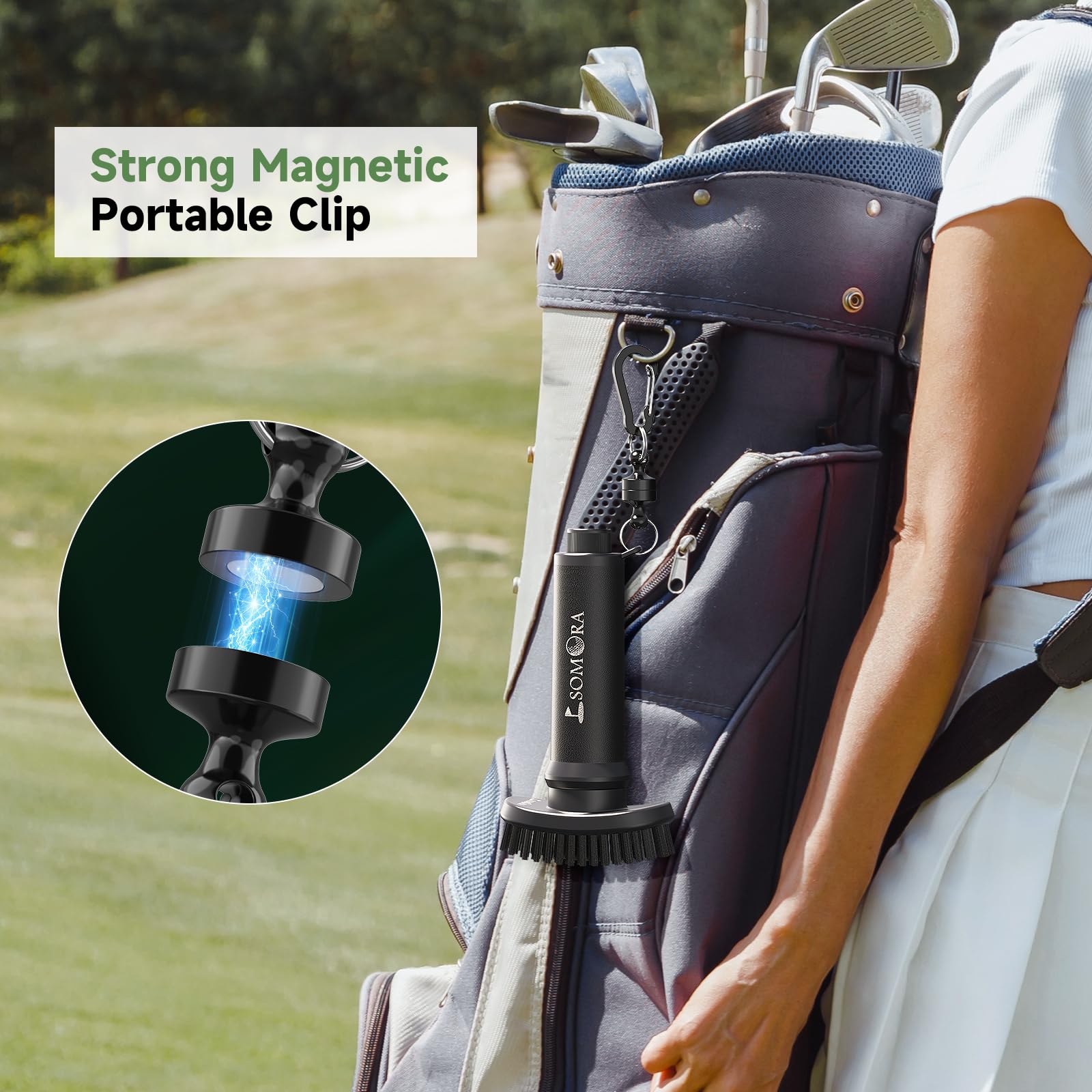 Premium Golf Club Cleaning Brush with Nylon Bristles & Magnetic Clip - Squeeze Bottle Design for Easy Water Flow - Ideal Golf Accessories & Gifts for Men (Christmas, Birthday, White Elephant) - Perfect for On-Course Cleaning & Club Maintenance