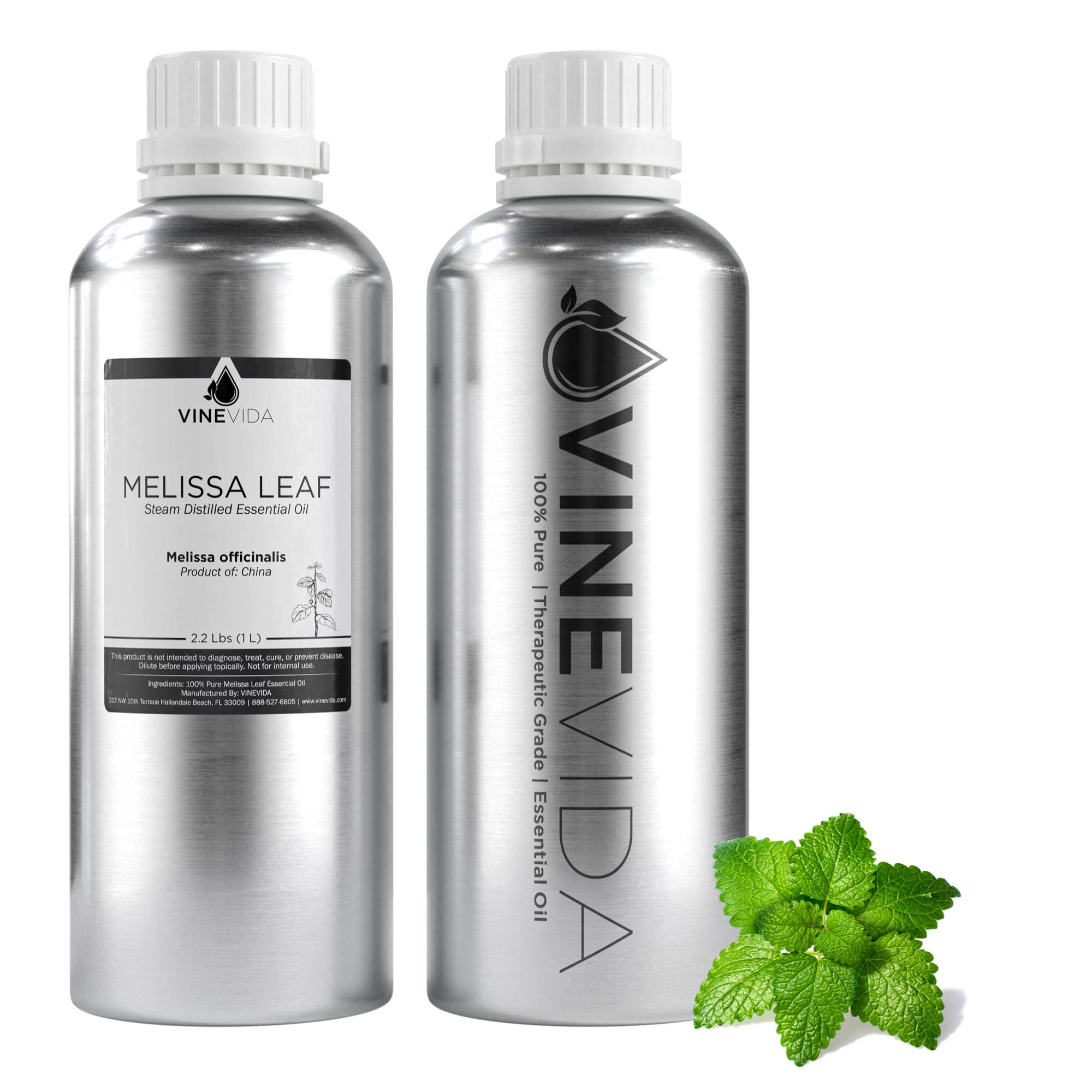 Premium 100% Pure Melissa Leaf Essential Oil - 32oz Bulk Size in Aluminum Bottle - Undiluted & Therapeutic Grade for DIY Soaps, Candles, Aromatherapy Blends - Perfect for Relaxation, Stress Relief & Natural Skincare - VINEVIDA