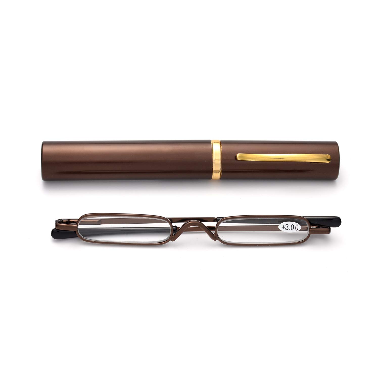 ZUVGEES Mini Compact Slim Reading Glasses - Lightweight Portable Readers with Pen Clip & Tube Case - Perfect for Travel, Office, and Everyday Use