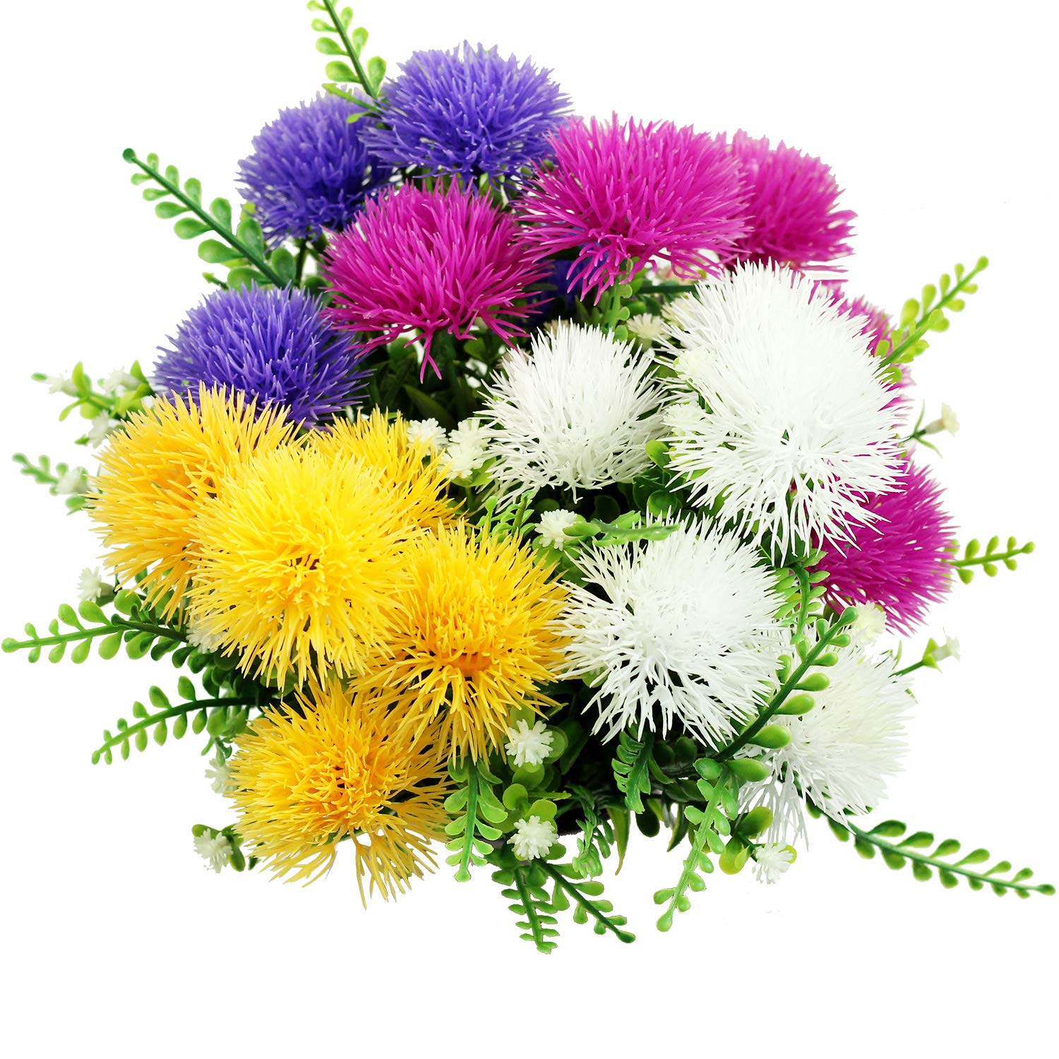 LUCKY SNAIL Artificial Flowers - 4 Bundles Realistic Plastic Floral Stems for Indoor Hanging Planters, Home Kitchen Office Wedding Decor (Multi-Colored) - Perfect for Centerpieces, Wall Decor & Party Arrangements