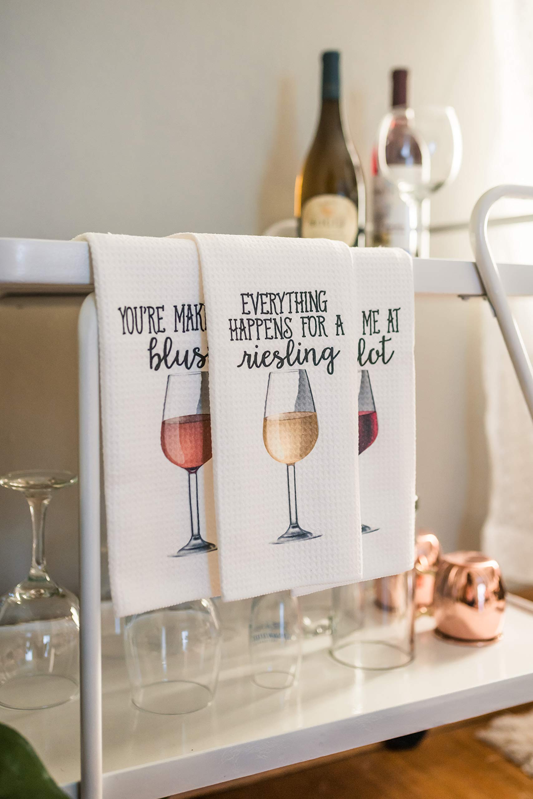 Funny Wine Lovers Tea Towels - Absorbent Kitchen Towels for Housewarming Gifts & Home Decor | Perfect for Wine Parties, Kitchen Decor & Hostess Gifts
