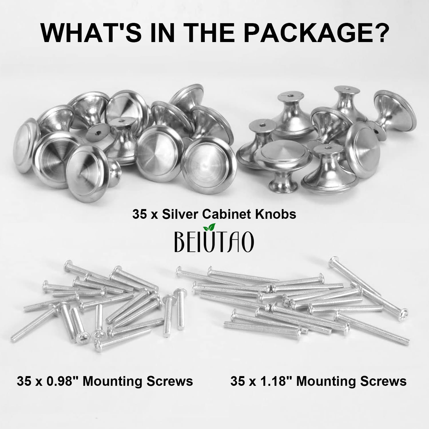 35 Pack Brushed Nickel Cabinet Knobs - 30mm Round Drawer Pulls & Dresser Handles - Durable Silver Hardware for Kitchen, Bathroom & Furniture (Easy DIY Installation)
