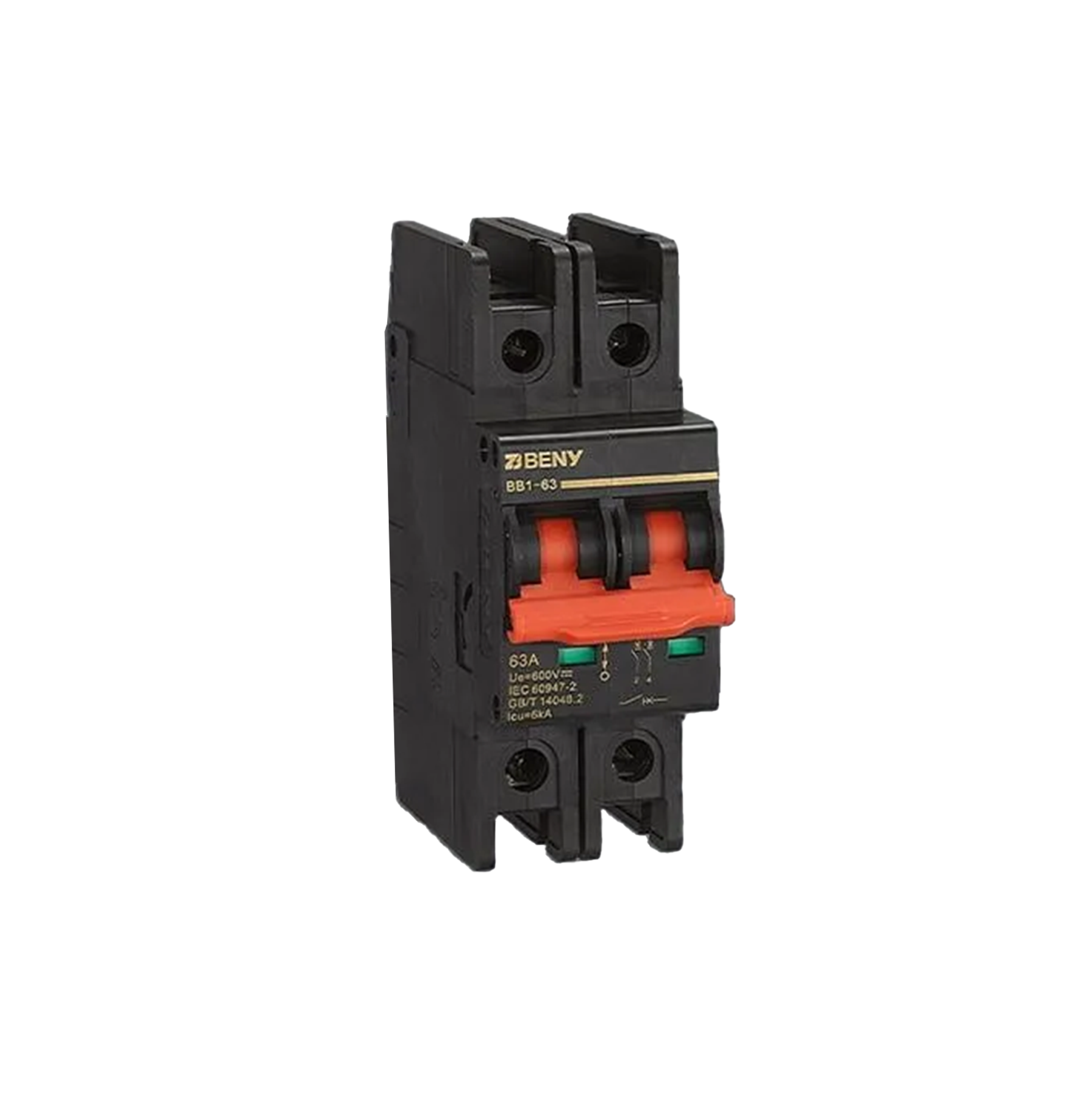 BENY 50A 600VDC 2 Pole DC Thermal Magnetic Circuit Breaker - UL Listed for Solar Systems, Marine & RV Applications