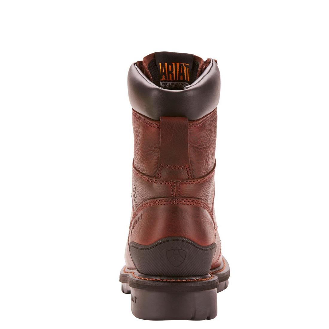 Premium Hermosa XR 8-Inch Steel Toe Work Boots for Men - Redwood Safety Shoes - Durable & Comfortable for Construction, Warehouse & Outdoor Work