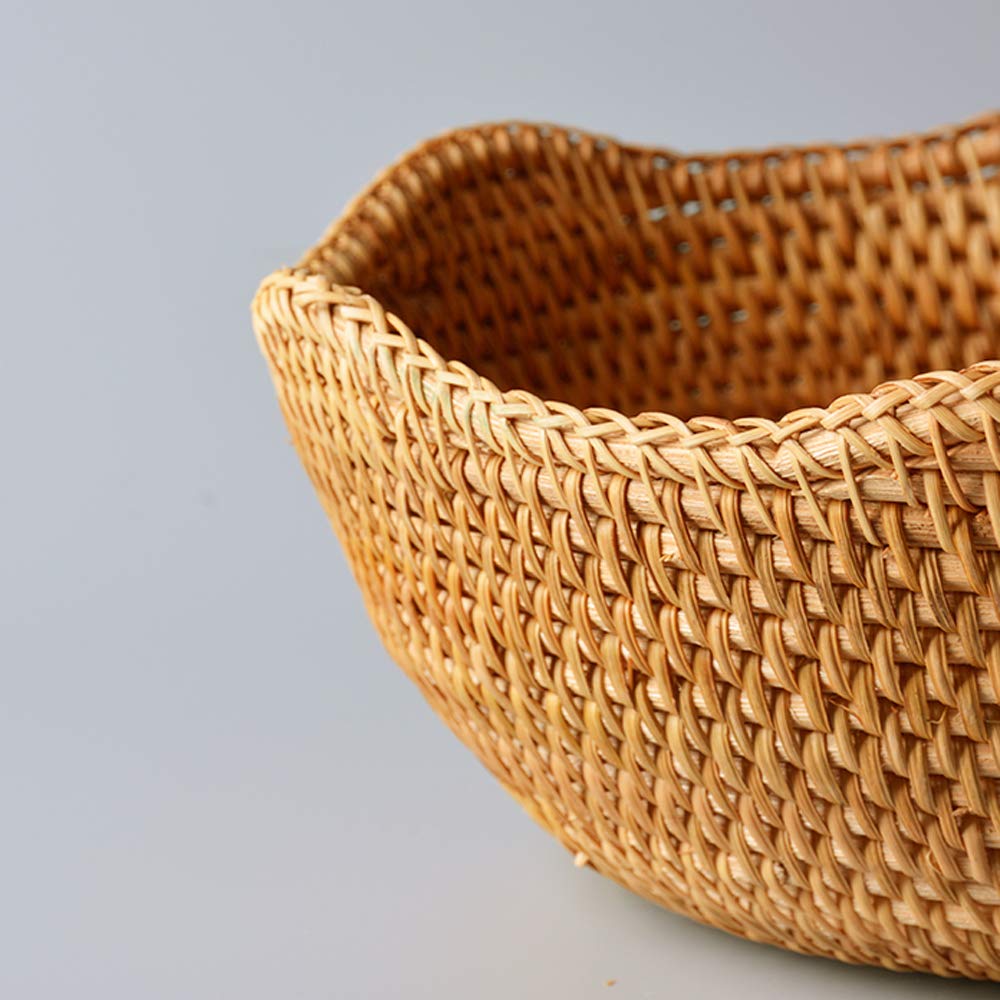 Handmade Rattan Fruit Basket - 11.8 Inch Large Pistachio Nut Bowl for Kitchen & Dining Room | Natural Woven Storage for Fruits, Bread, Snacks | Eco-Friendly Home Decor