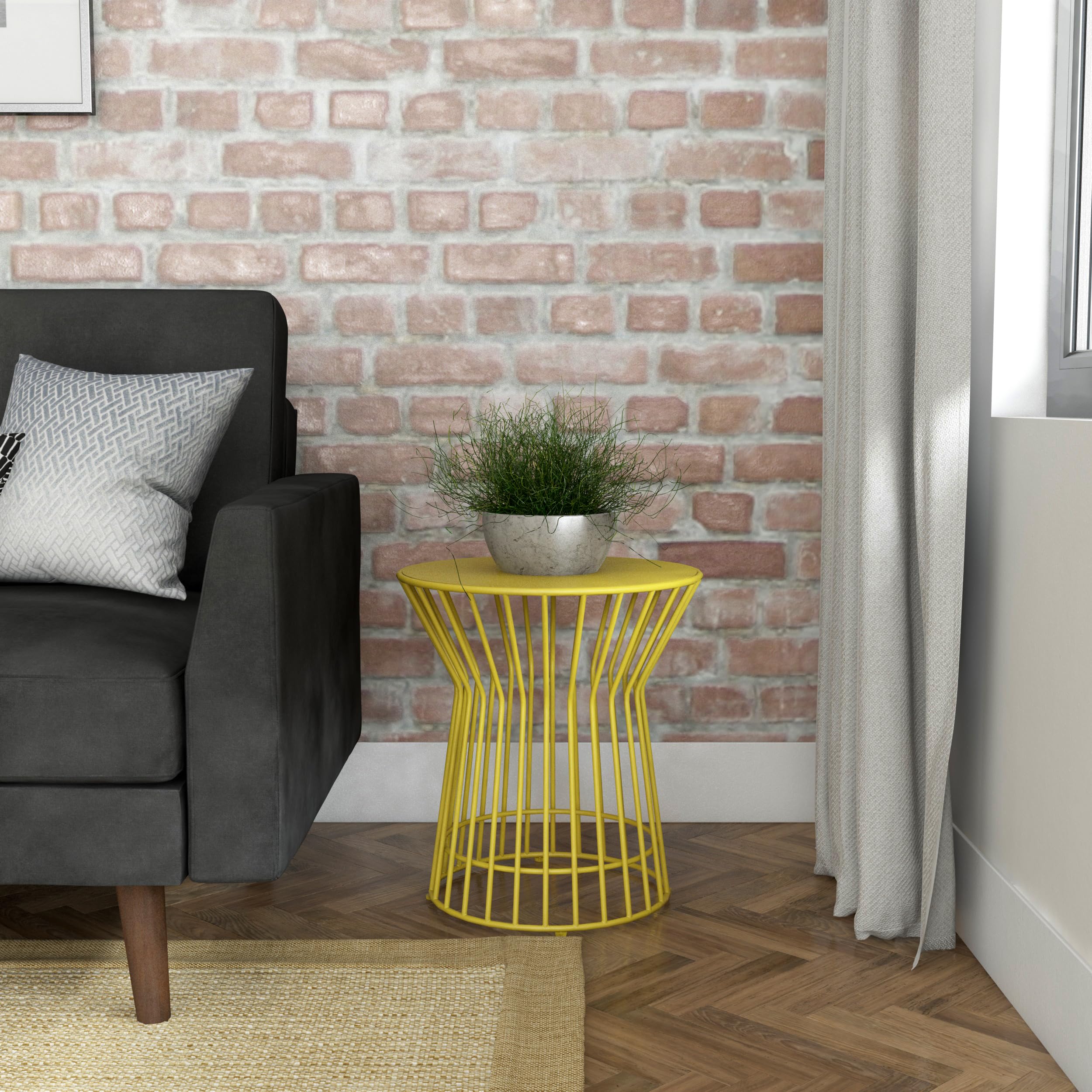 Novogratz 88068YLW1E Poolside Roberta Outdoor Side Table - Yellow Accent Table for Patio, Garden, Poolside & Backyard Decor - Perfect for Drinks, Books & Outdoor Relaxation