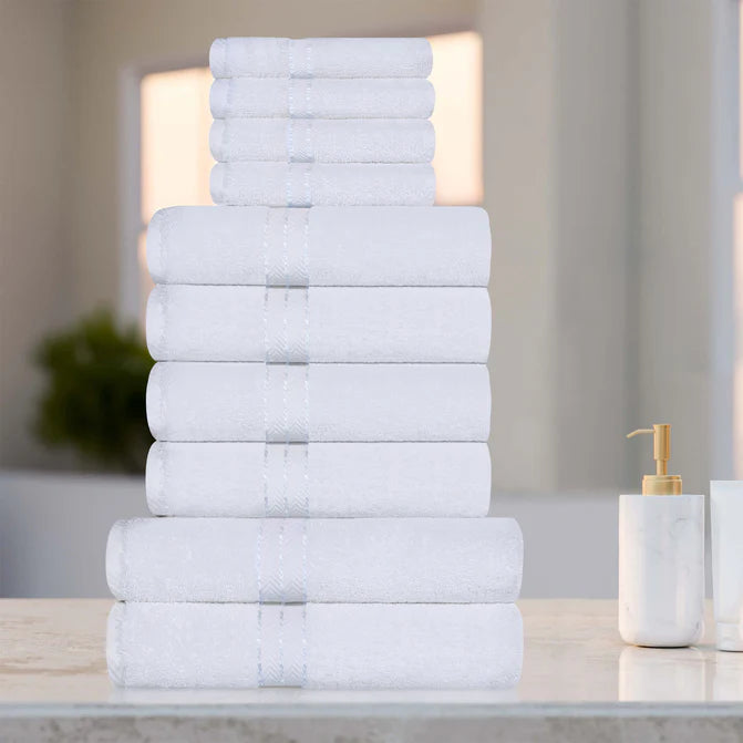 Premium Turkish Cotton Ultra Plush 10-Piece Bath Towel Set - Super Absorbent & Soft for Spa, Beach & Luxury Bathroom Use