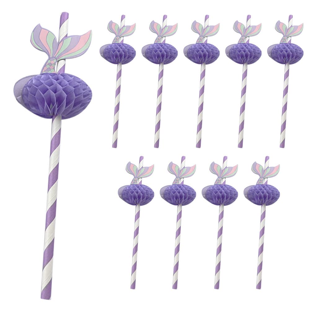 50Pcs Colorful Mermaid Tail Paper Straws - Eco-Friendly Honeycomb Design for Cocktails, Ocean Themed Parties, Under the Sea Birthday Decorations - Perfect for Beach Events, Pool Parties & Summer Celebrations