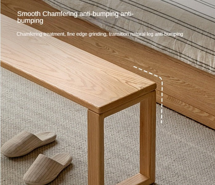 Oak Solid Wood Long Bed End Bench - Durable & Stylish Storage Bench for Bedroom, Living Room, or Entryway - Perfect for Extra Seating & Organization