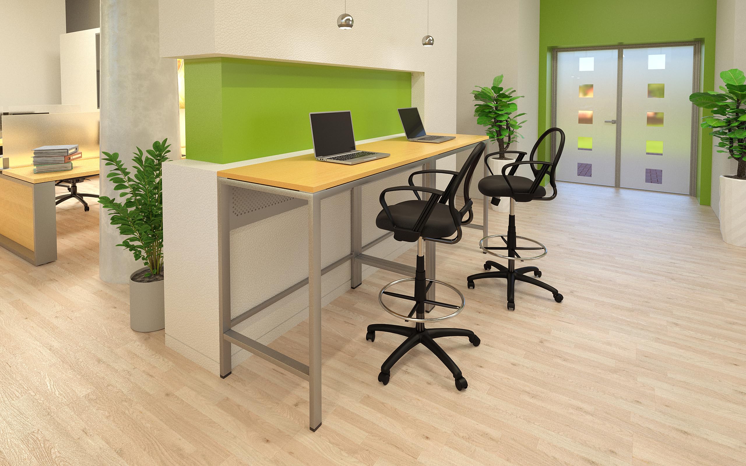 Black Mesh Drafting Stool with Loop Arms - Ergonomic Adjustable Office Chair for Architects, Artists & Designers - Perfect for Drafting Tables, Art Studios & Home Offices