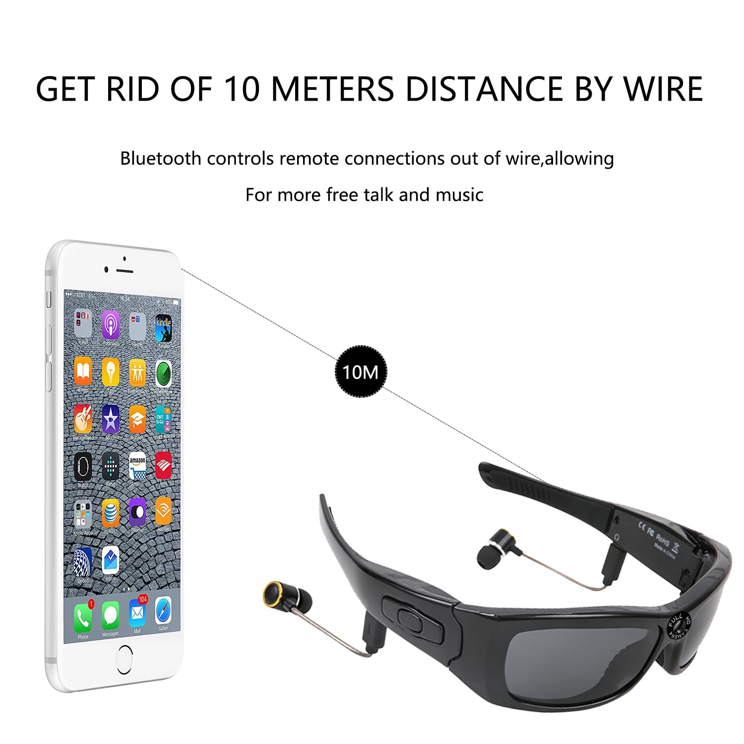 Full HD 1080P Camera Glasses with Bluetooth - Polarized Lens Wearable Video Sunglasses for Men & Women | Hands-Free Recording for Sports, Travel & Outdoor Adventures