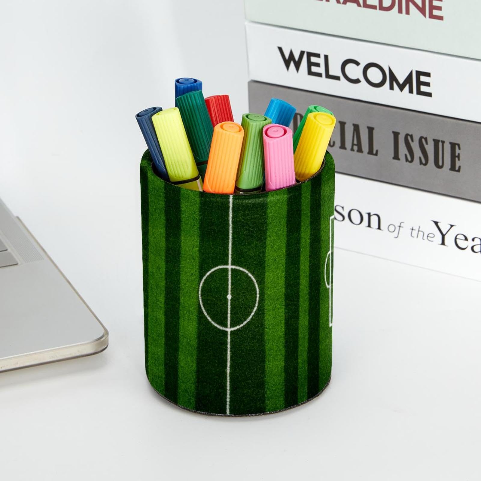 Football Themed Pen Holder for Desk - Stylish Pencil Organizer with Sports Court Design - Perfect for Office, School, and Home Workspace Organization