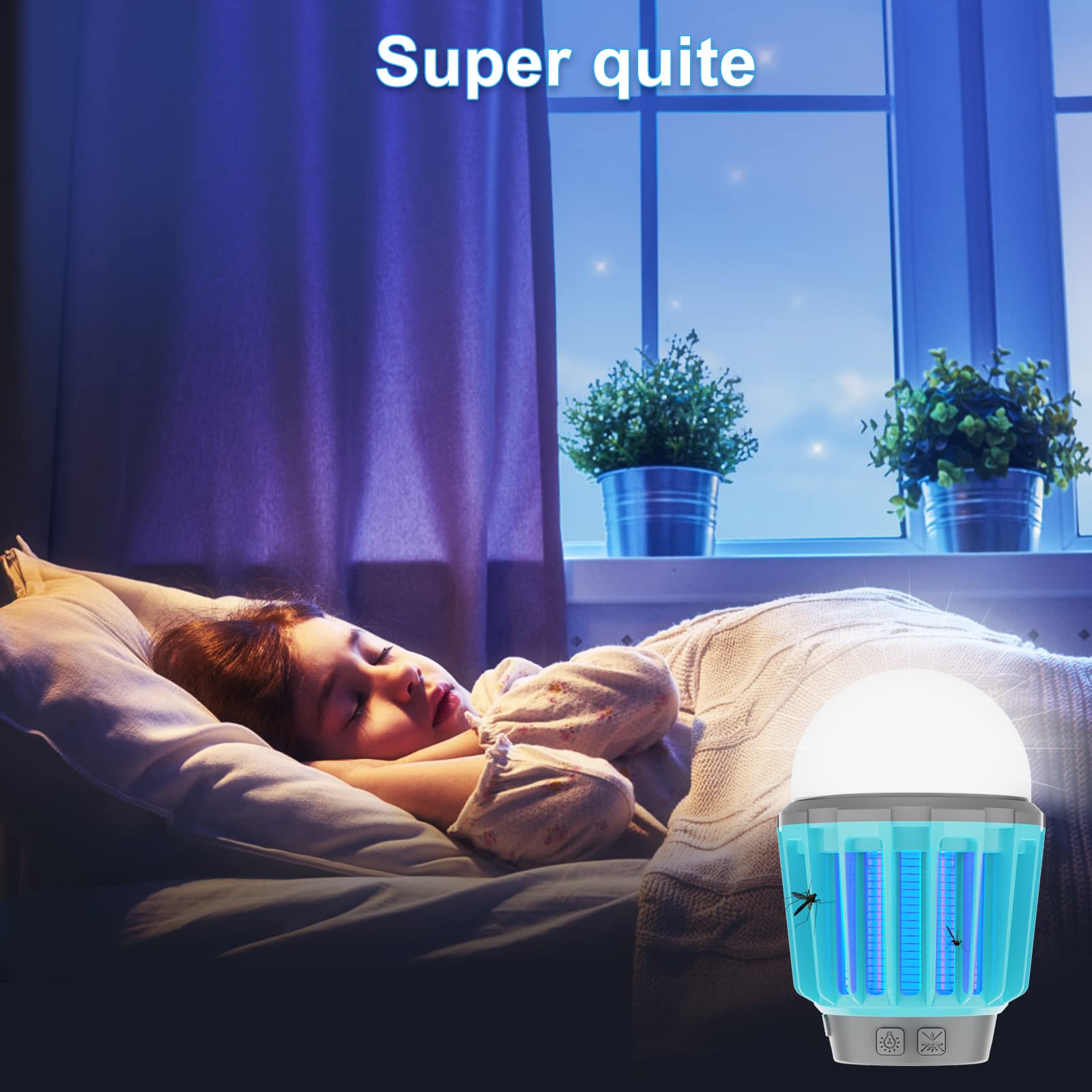 USB-C Rechargeable Bug Zapper - Indoor/Outdoor Electric Mosquito Killer Lantern with LED Light | Portable Insect Trap for Patio, Garden, Camping & Home Use | Ocean Blue Design