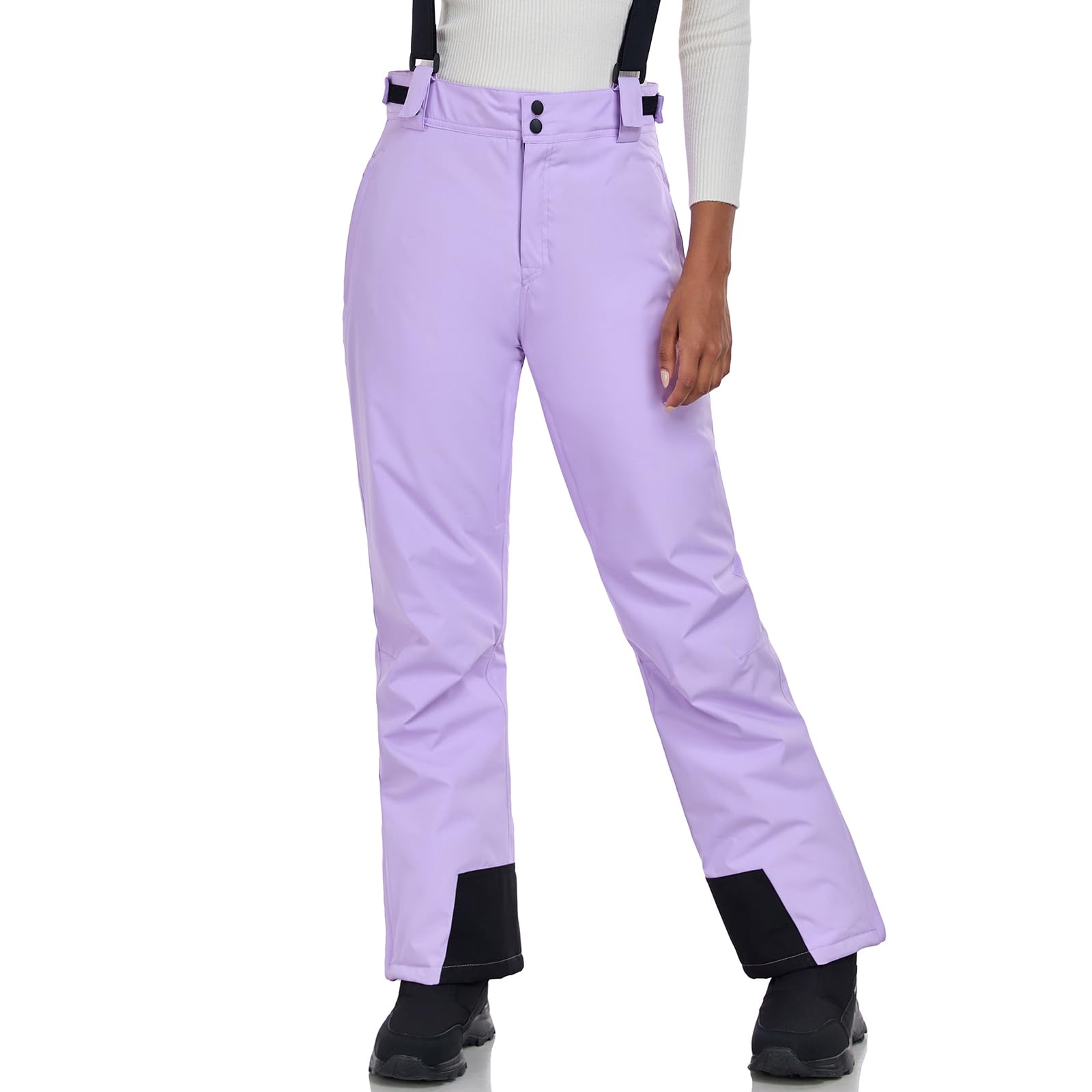 Women's Insulated Waterproof Snow Ski Pants - Winter Warm Snowboard Bib Pants with Detachable Suspenders for Outdoor Skiing & Snowboarding Adventures