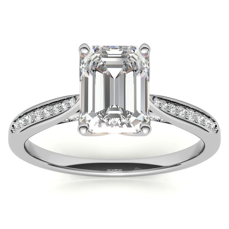 2CT Emerald Cut Colorless Moissanite Engagement Ring - Vintage Wedding Band for Women, Anniversary Gift, Solitaire Halo Ring in 14K Gold/Silver - Perfect for Proposals, Bridal Jewelry & Special Occasions